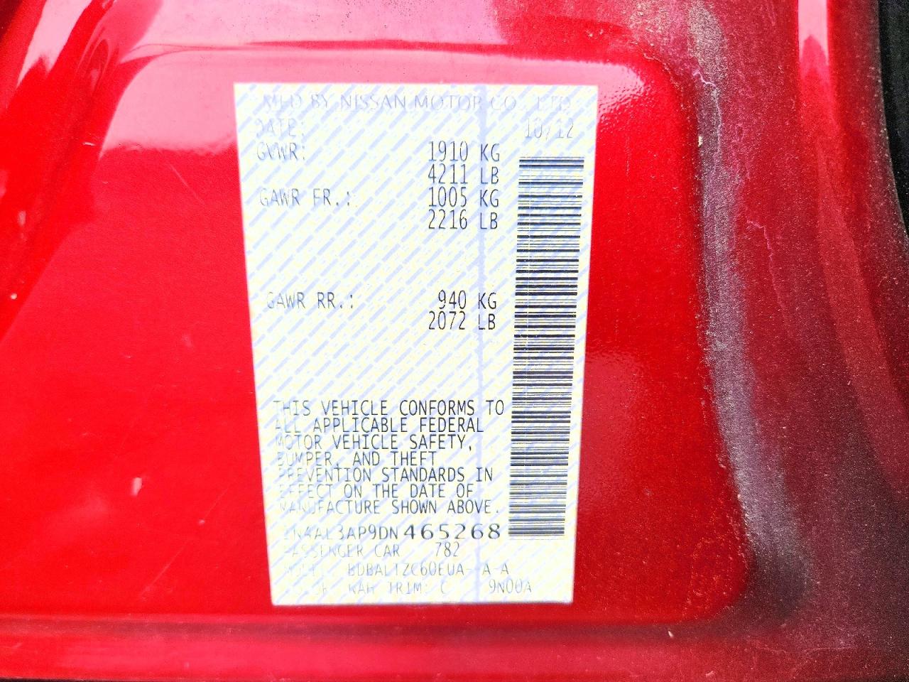 2013 Nissan Altima 2.5 Burgundy vin: 1N4AL3AP9DN465268