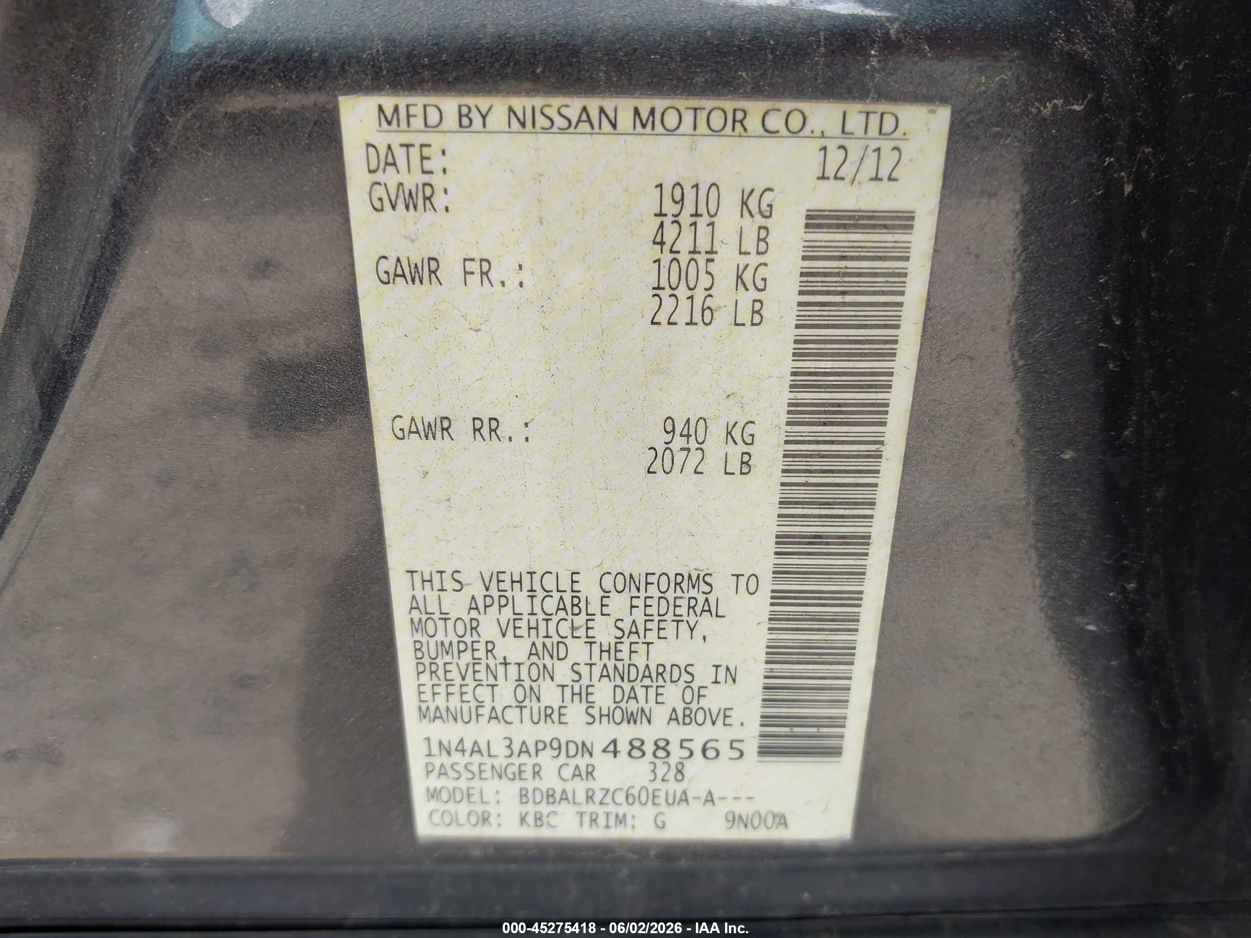 2013 Nissan Altima 2.5 S Синий vin: 1N4AL3AP9DN488565