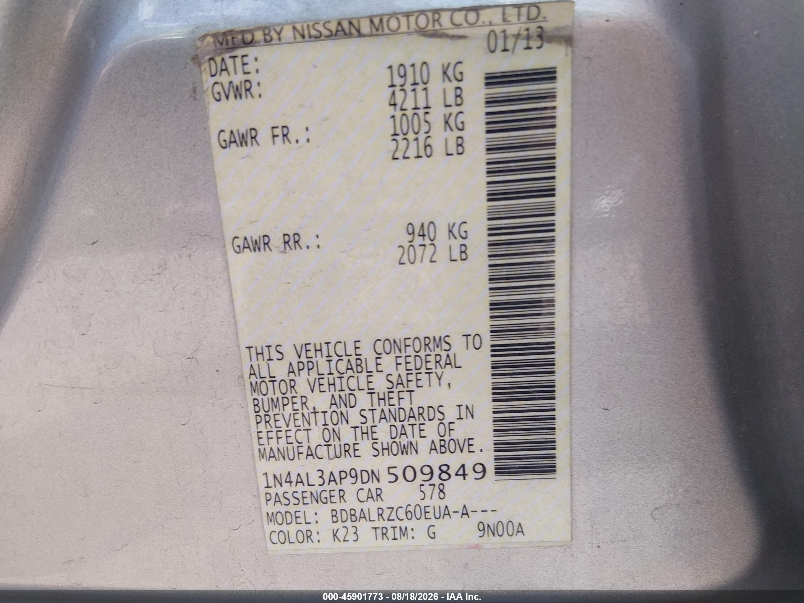 2013 Nissan Altima 2.5 S Серебряный vin: 1N4AL3AP9DN509849