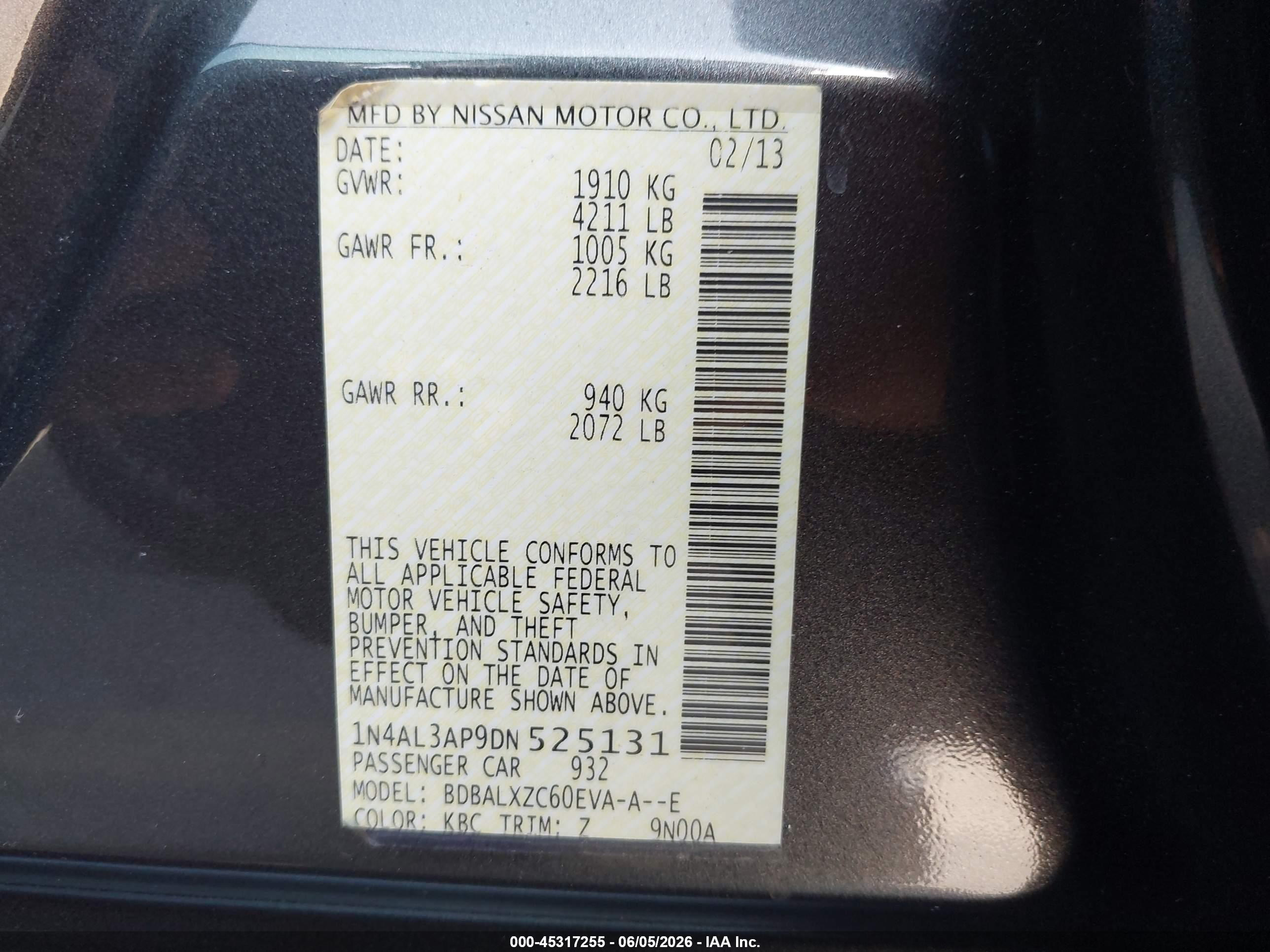 2013 Nissan Altima 2.5 Sl Серый vin: 1N4AL3AP9DN525131