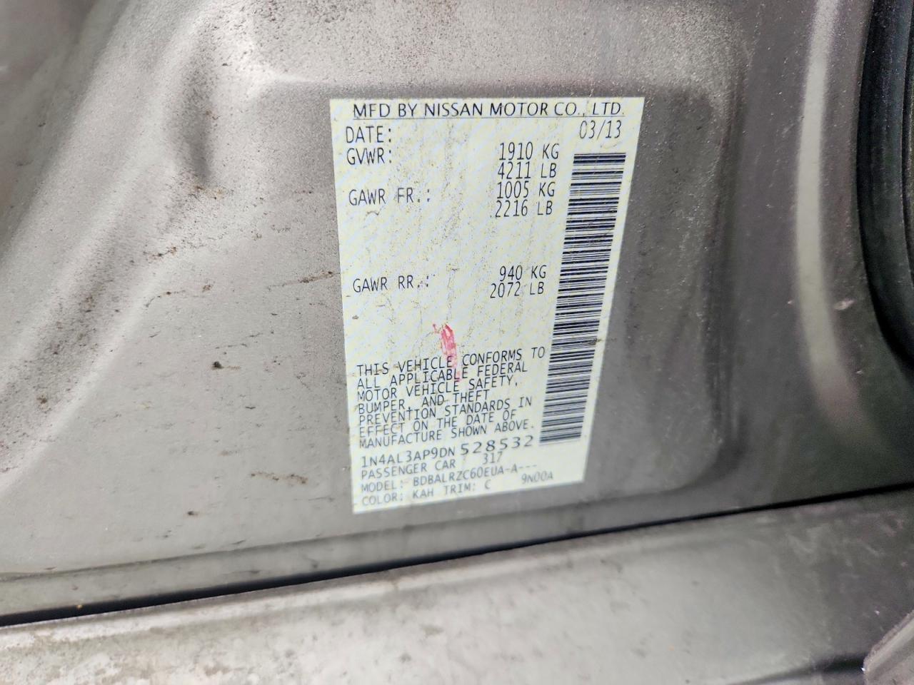 2013 Nissan Altima 2.5 Золотой vin: 1N4AL3AP9DN528532
