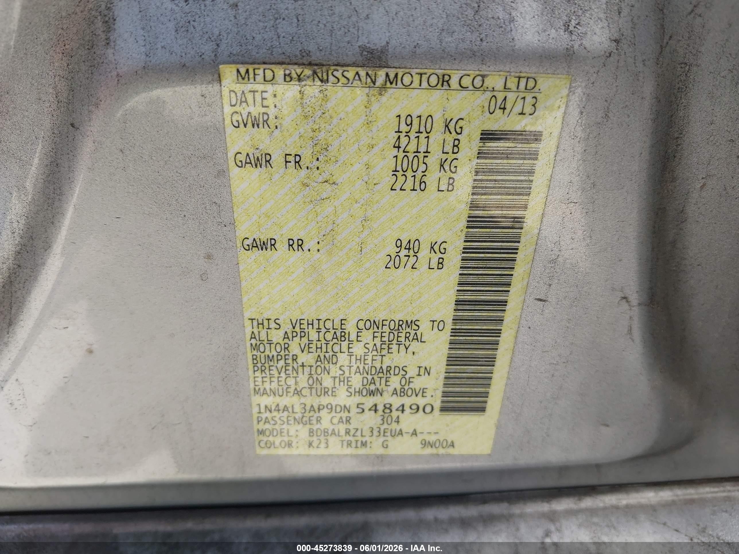 2013 Nissan Altima 2.5 S Silver vin: 1N4AL3AP9DN548490
