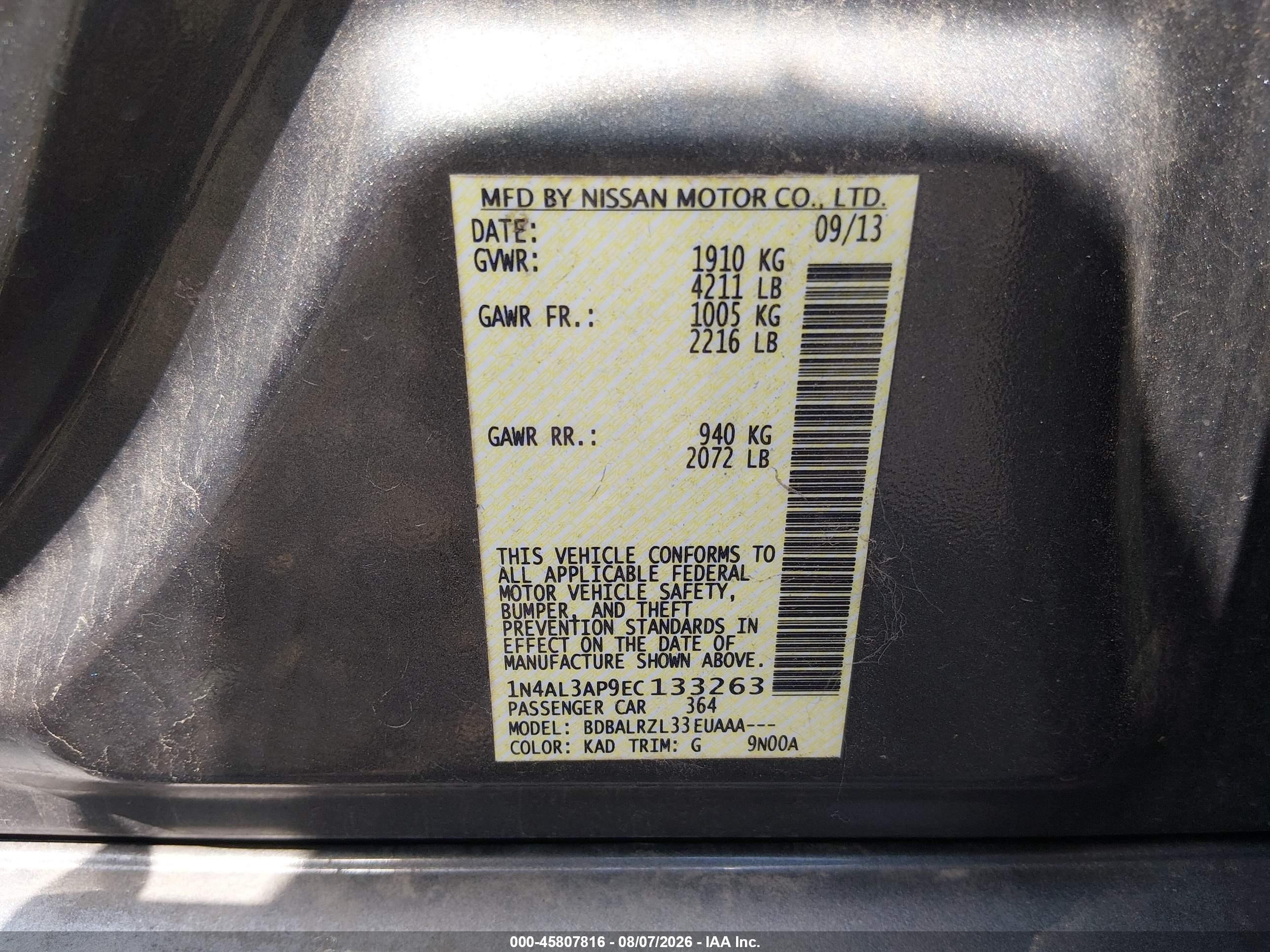 2014 Nissan Altima 2.5 S Gray vin: 1N4AL3AP9EC133263