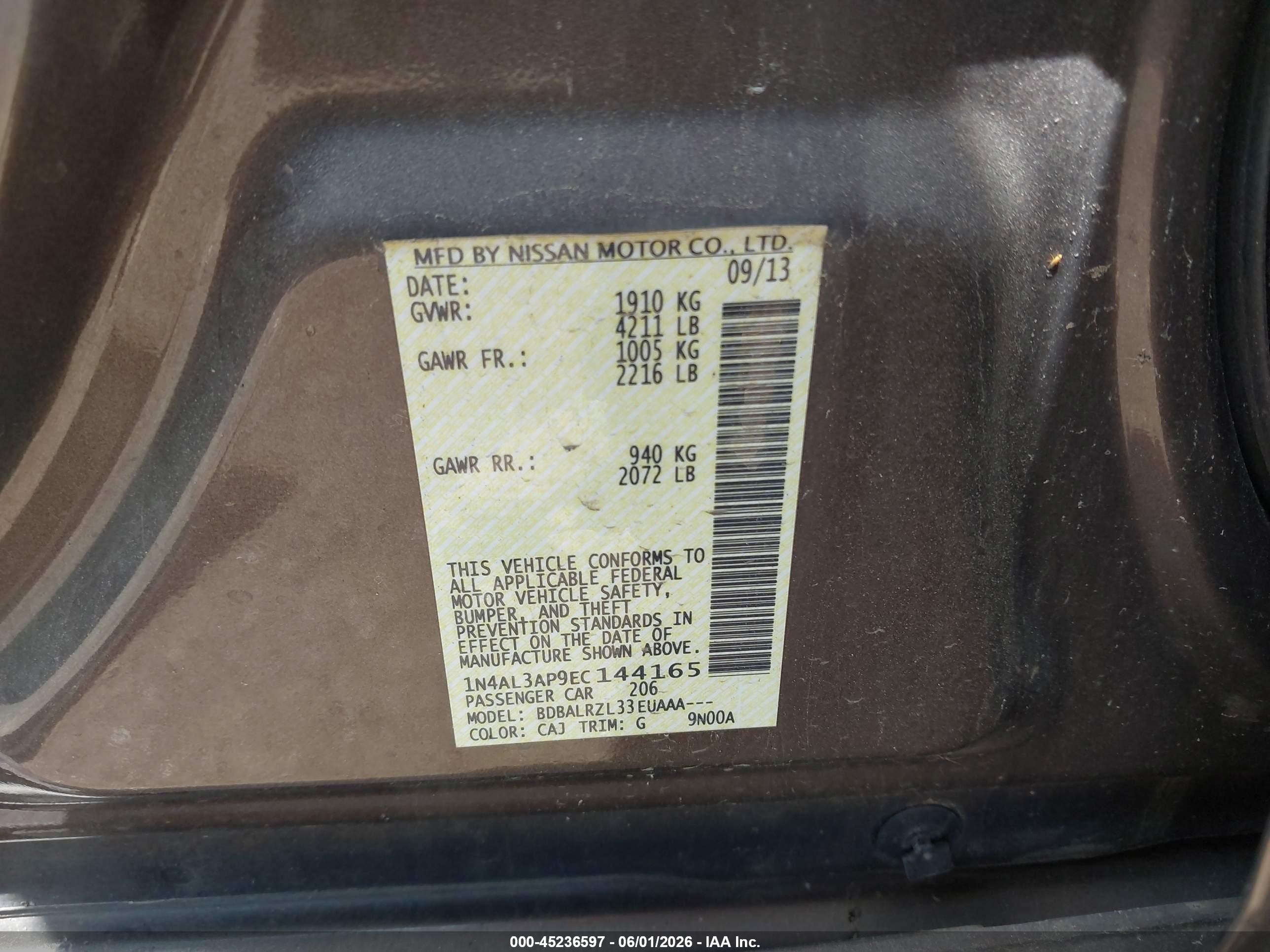 2014 Nissan Altima 2.5 S Beige vin: 1N4AL3AP9EC144165