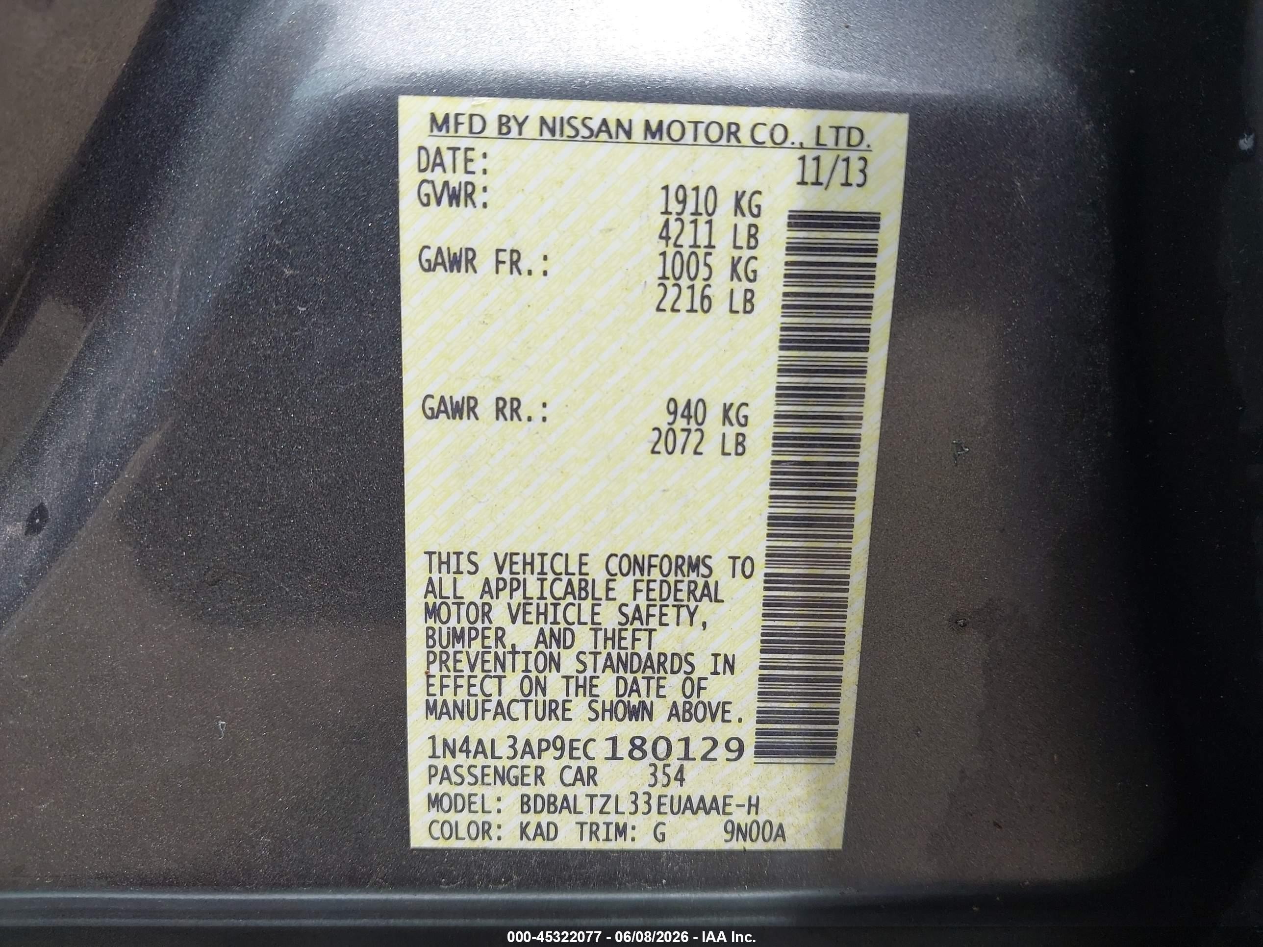 2014 Nissan Altima 2.5 Sv Gray vin: 1N4AL3AP9EC180129