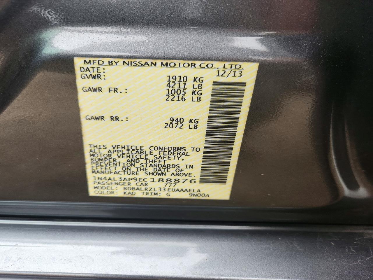 2014 Nissan Altima 2.5 S Gray vin: 1N4AL3AP9EC188876