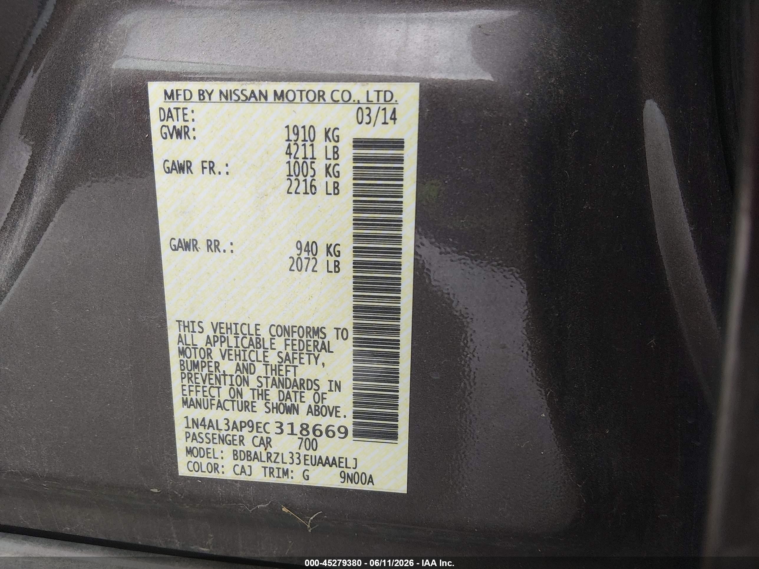 2014 Nissan Altima 2.5 S Brown vin: 1N4AL3AP9EC318669