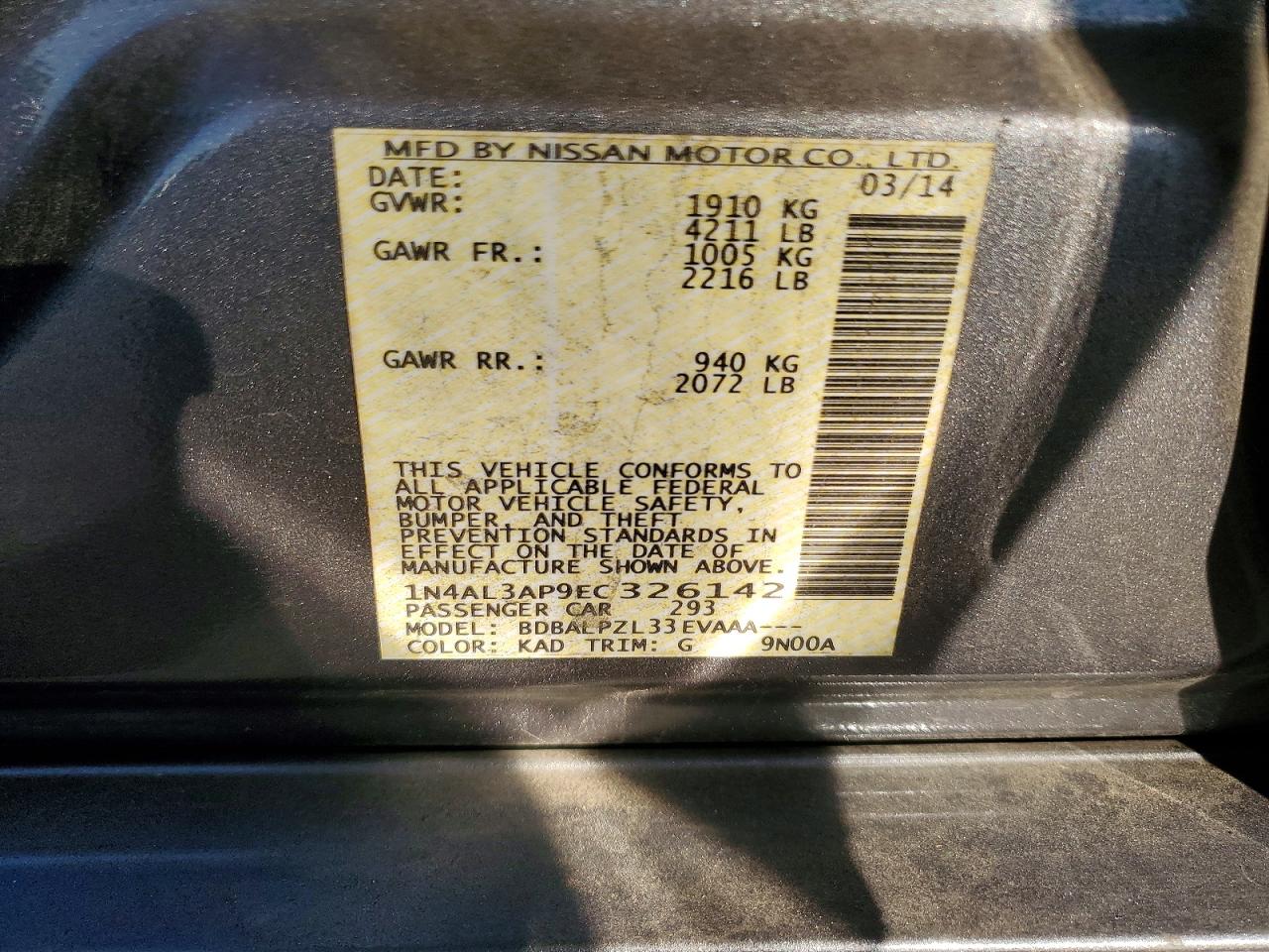 2014 Nissan Altima 2.5 Gray vin: 1N4AL3AP9EC326142