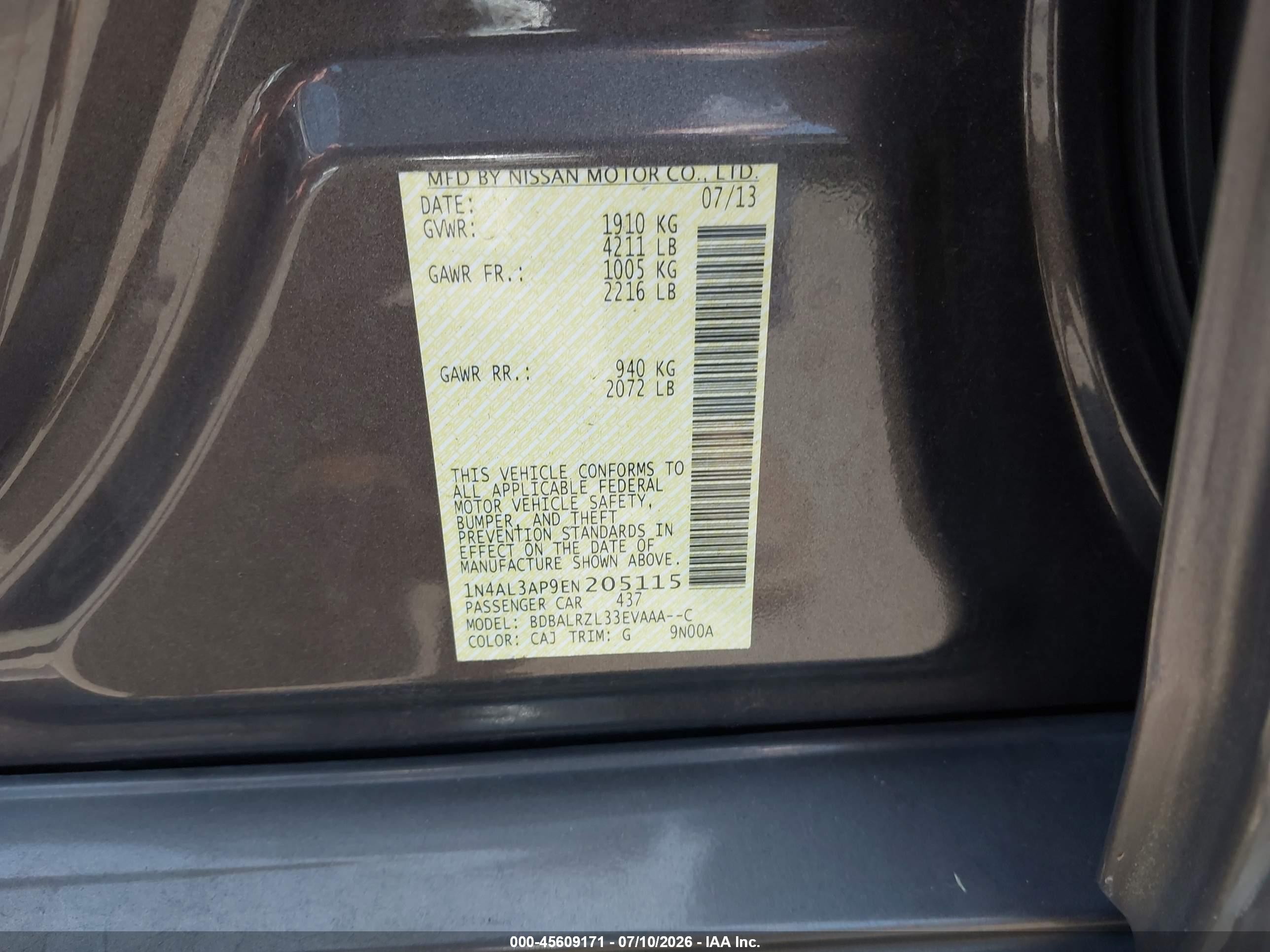 2014 Nissan Altima 2.5 S Brown vin: 1N4AL3AP9EN205115