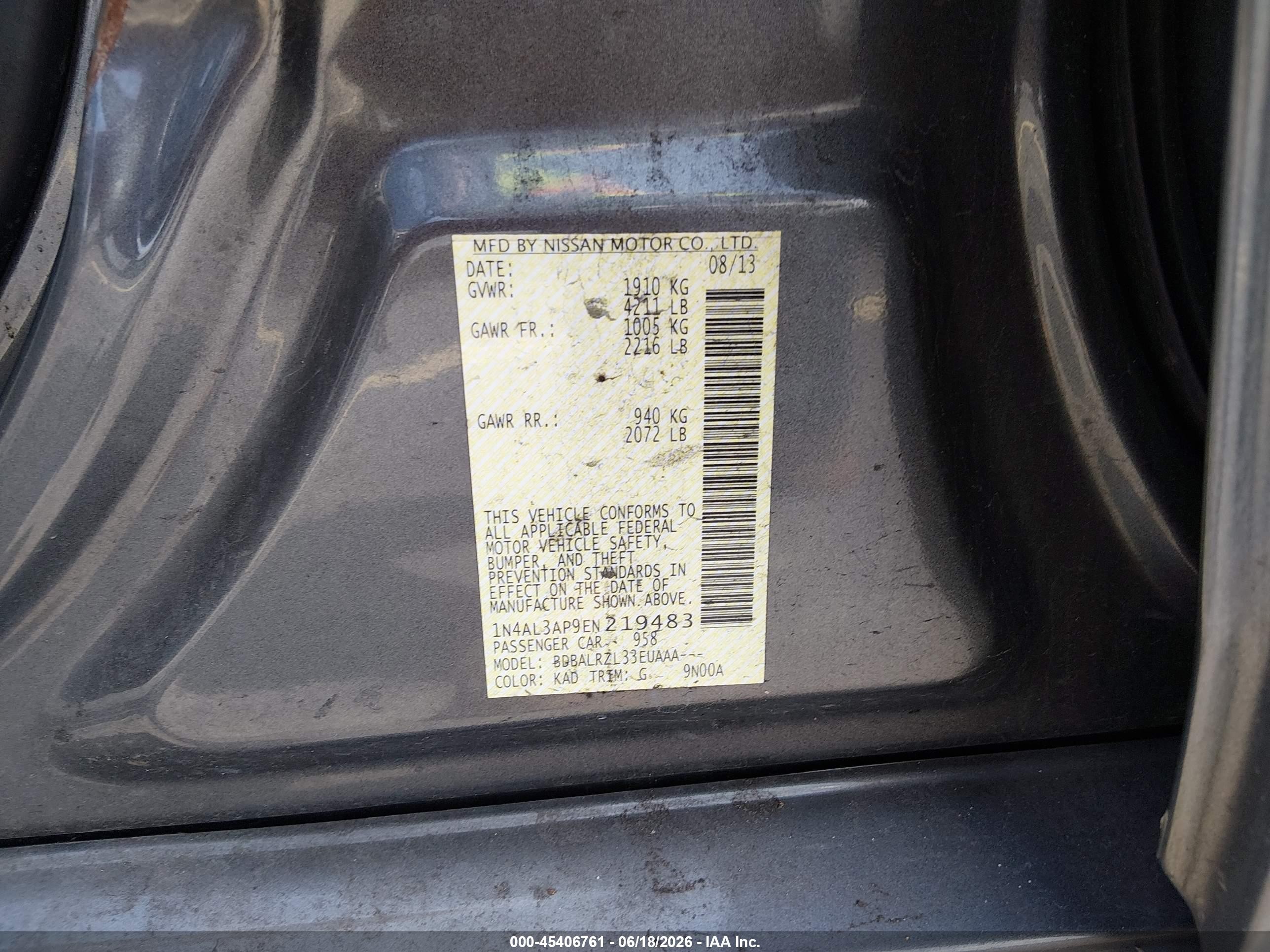 2014 Nissan Altima 2.5 S Gray vin: 1N4AL3AP9EN219483