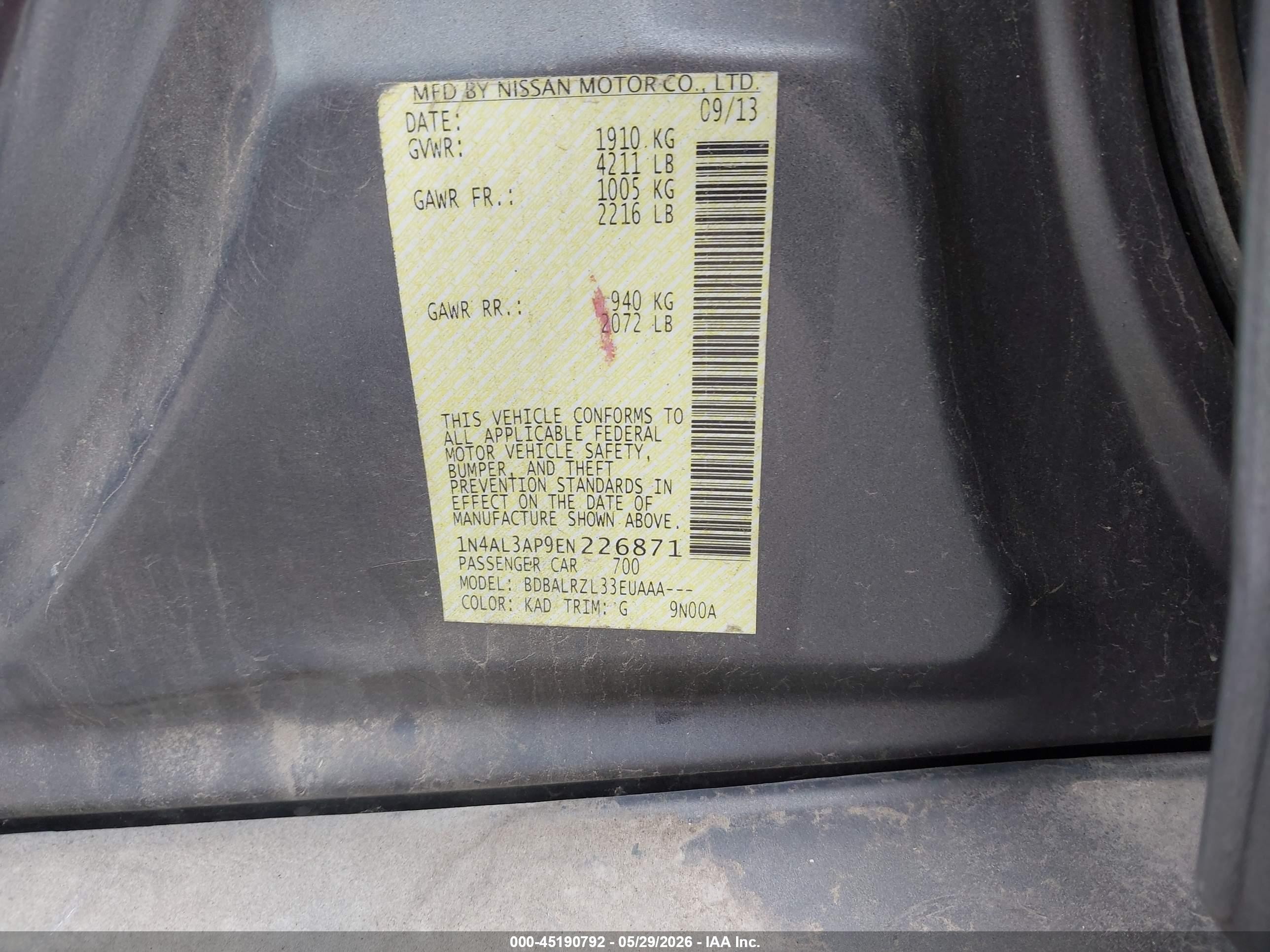 2014 Nissan Altima 2.5 S Gray vin: 1N4AL3AP9EN226871