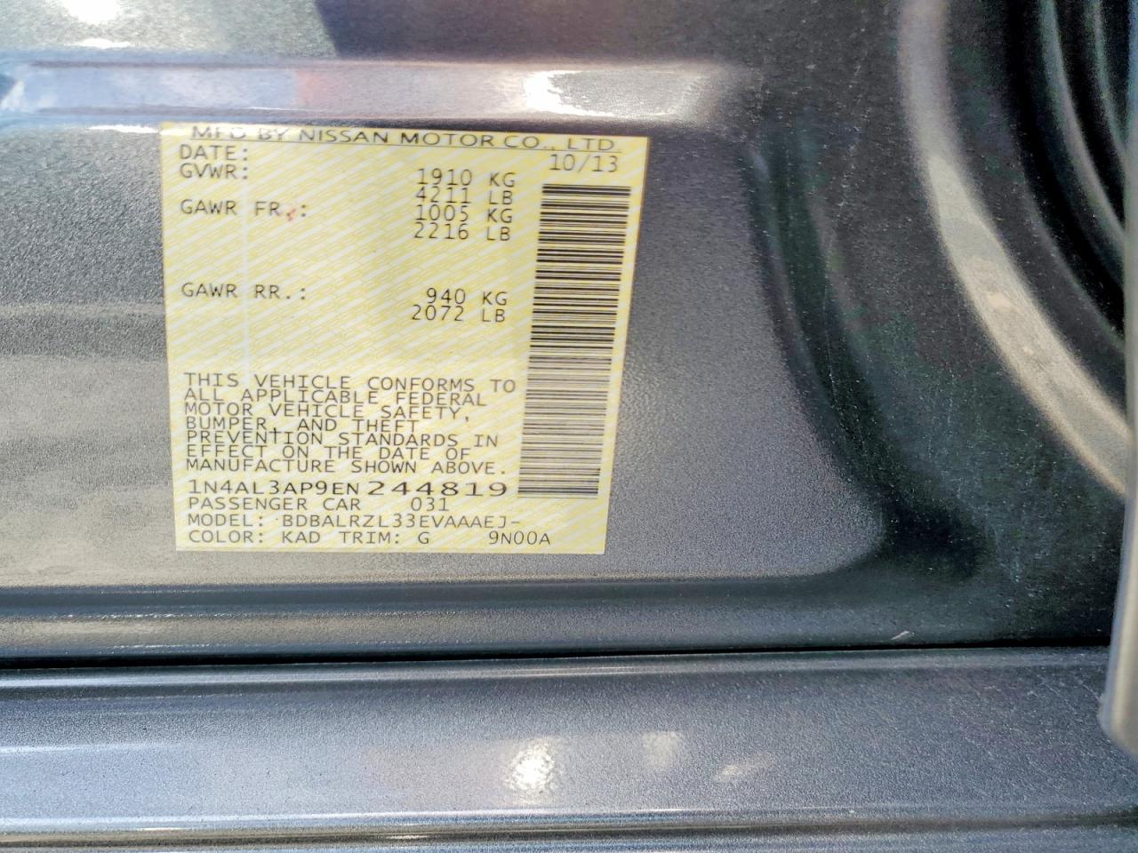2014 Nissan Altima 2.5 S Gray vin: 1N4AL3AP9EN244819