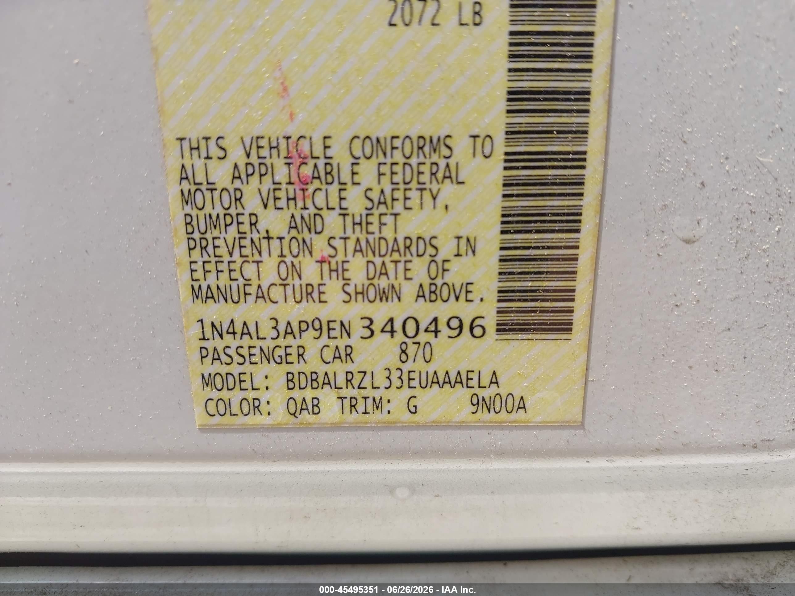 2014 Nissan Altima 2.5 S White vin: 1N4AL3AP9EN340496