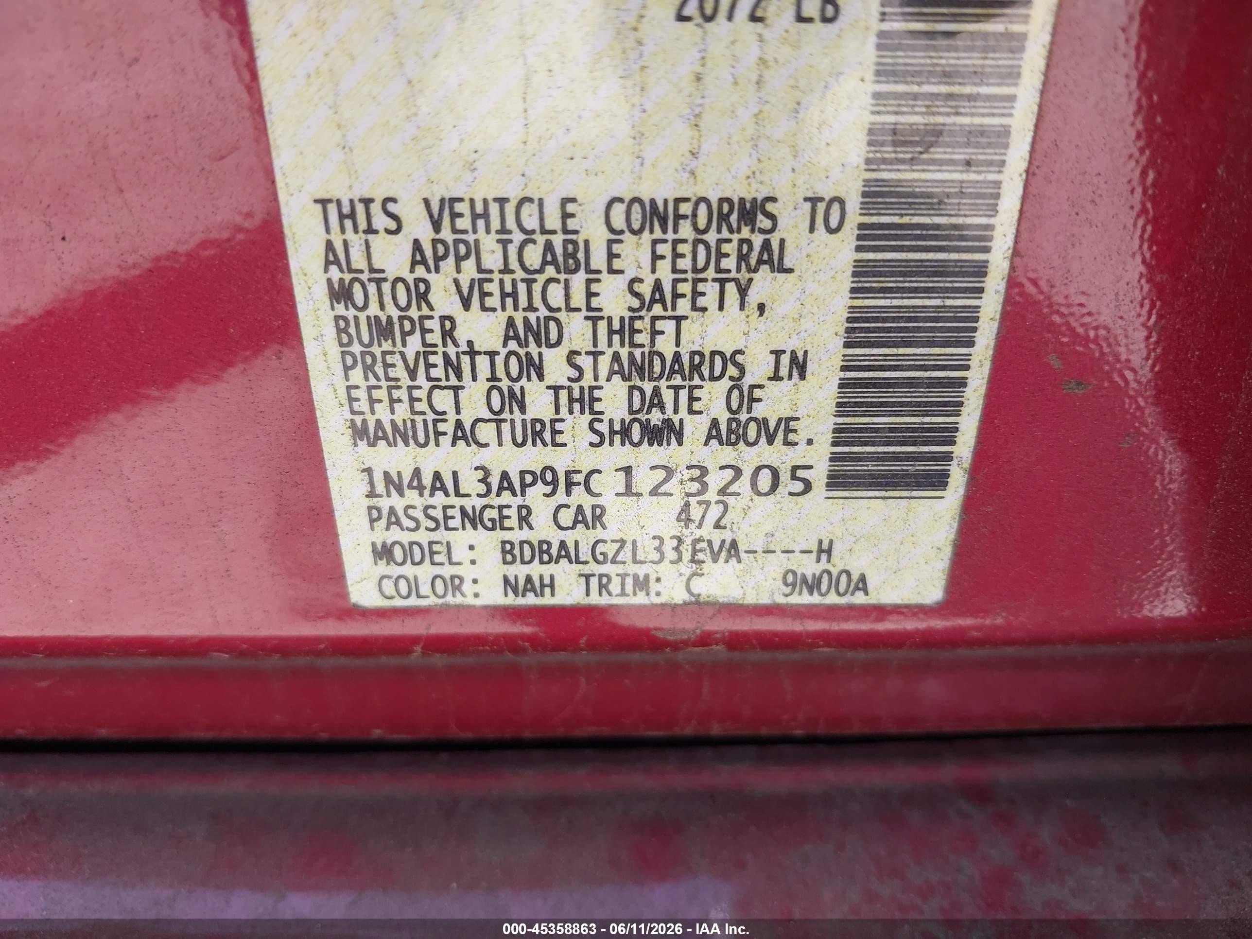 2015 Nissan Altima 2.5 S Red vin: 1N4AL3AP9FC123205