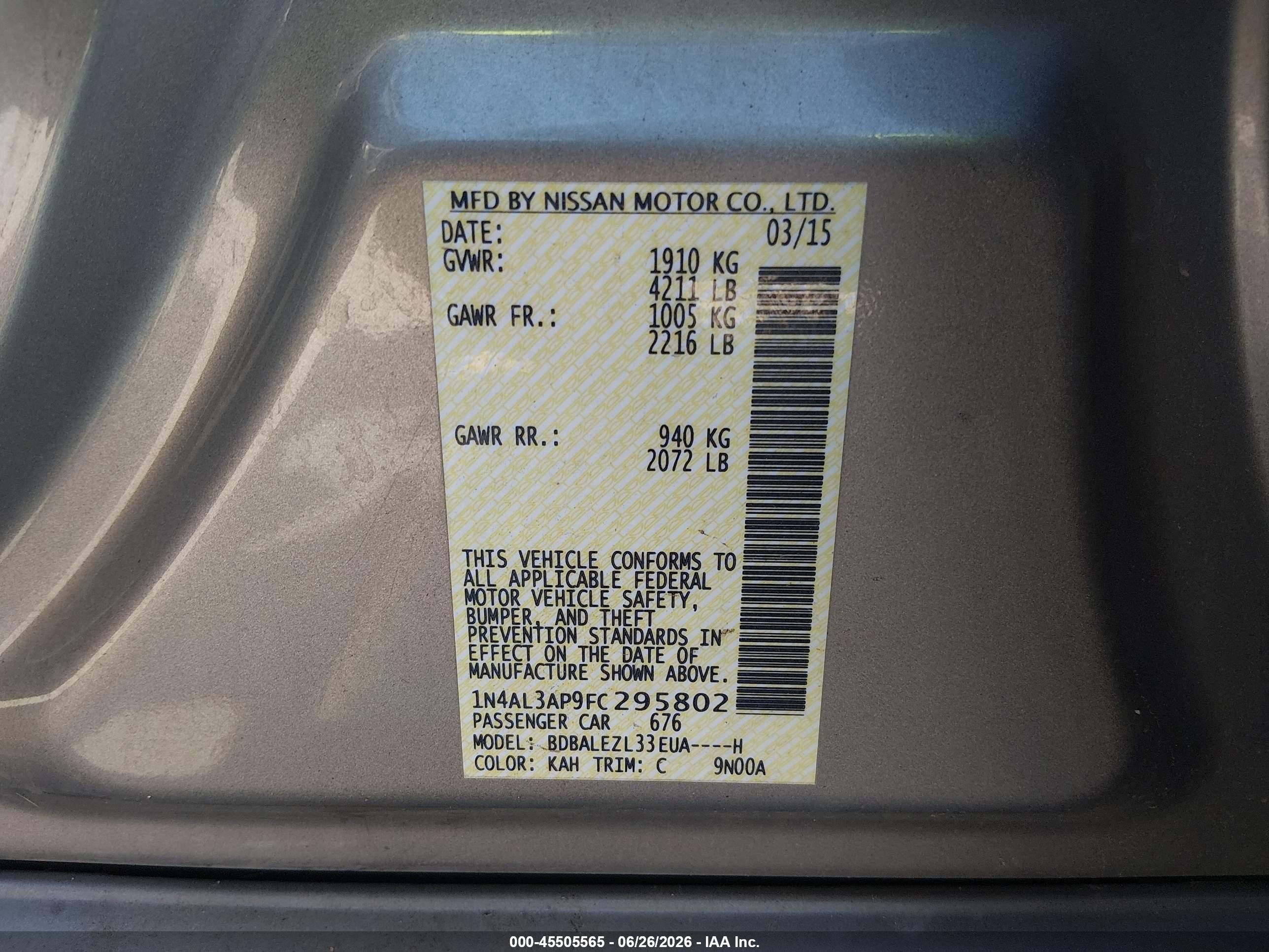 2015 Nissan Altima 2.5 S Beige vin: 1N4AL3AP9FC295802