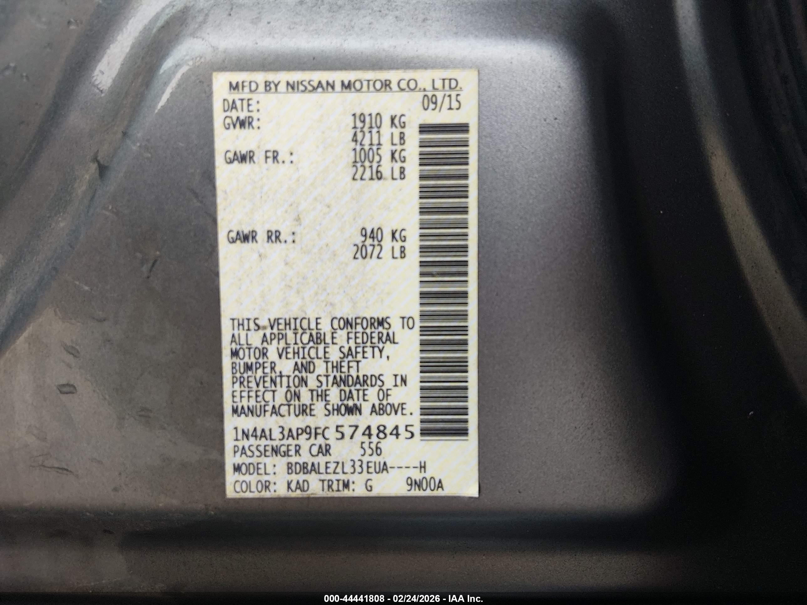 2015 Nissan Altima 2.5 S Blue vin: 1N4AL3AP9FC574845