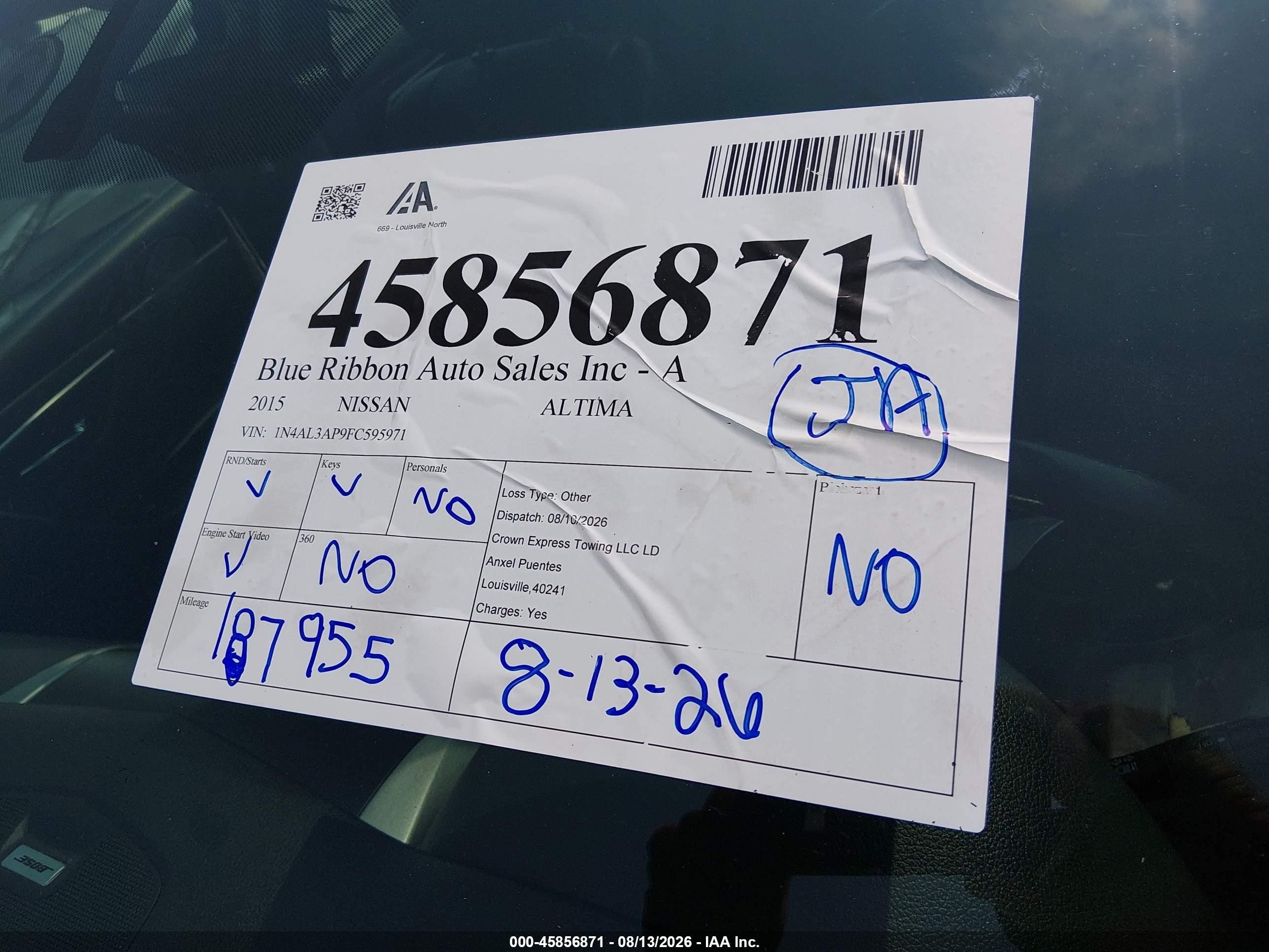 2015 Nissan Altima 2.5 Sl White vin: 1N4AL3AP9FC595971