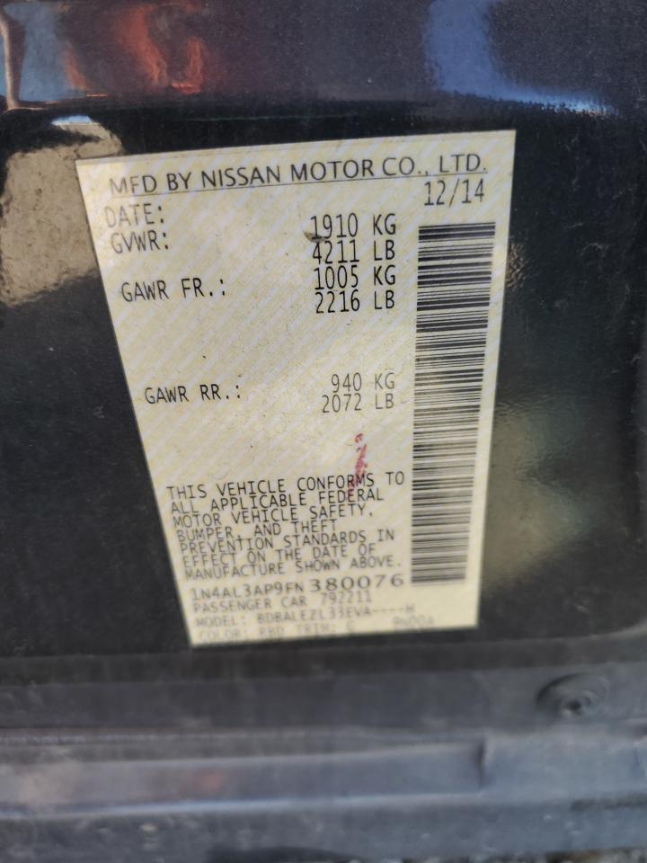 2015 Nissan Altima 2.5 Gray vin: 1N4AL3AP9FN380076