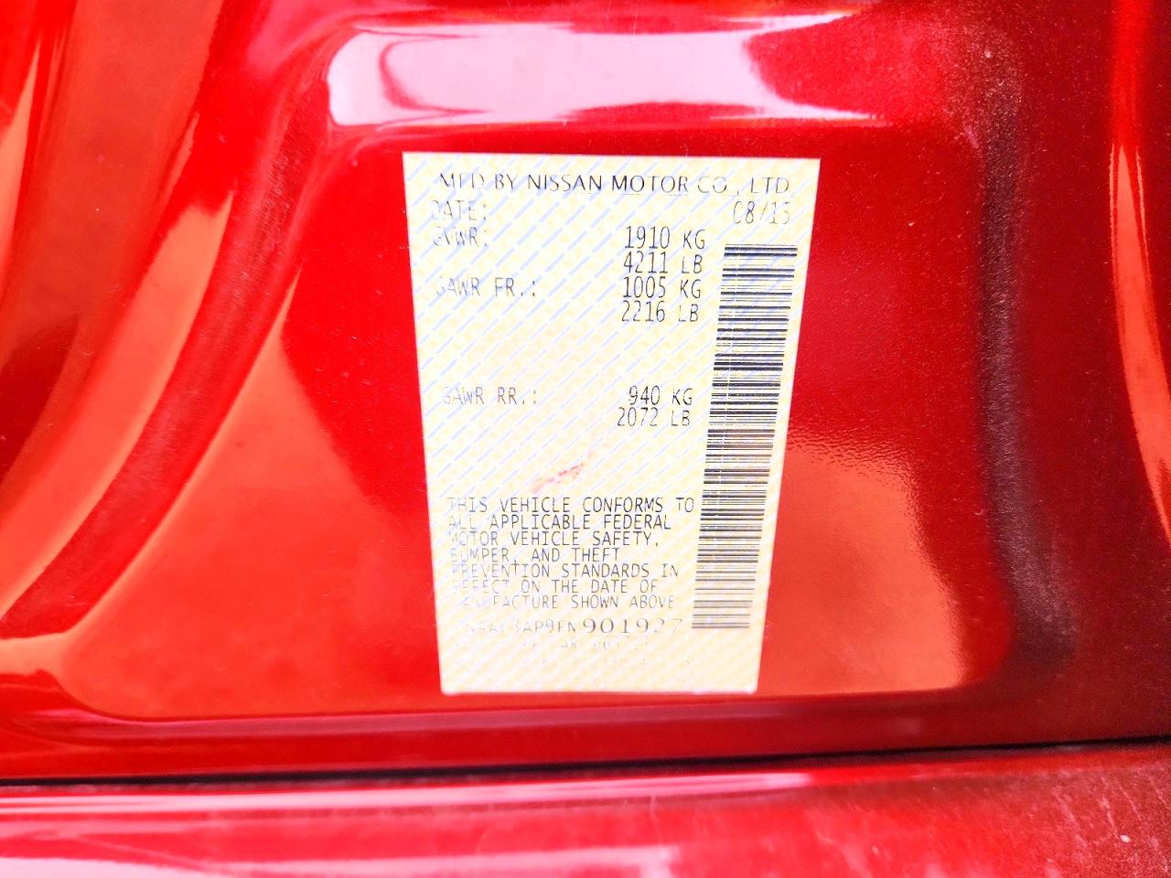 2015 Nissan Altima 2.5 Sl Красный vin: 1N4AL3AP9FN901927