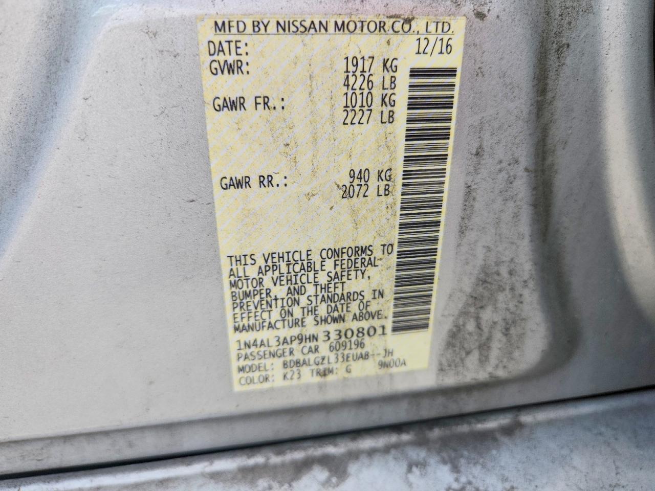 2017 Nissan Altima 2.5 S Silver vin: 1N4AL3AP9HN330801