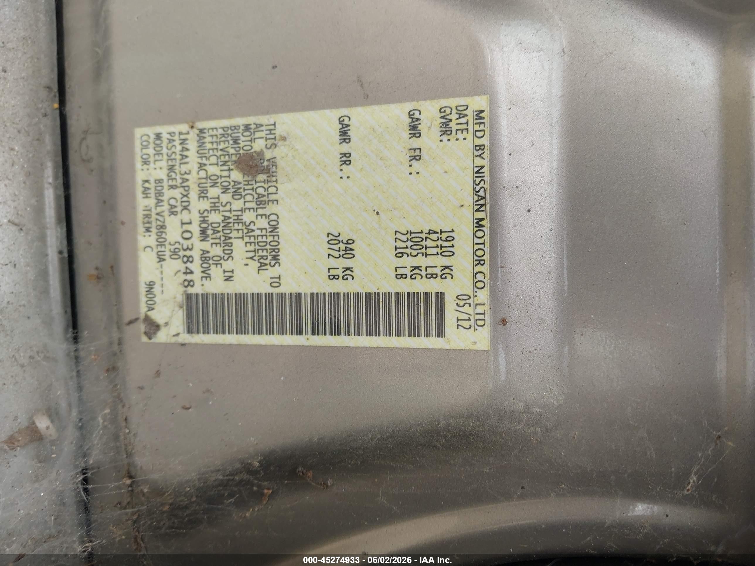 2013 Nissan Altima 2.5 Sl Gold vin: 1N4AL3APXDC103848