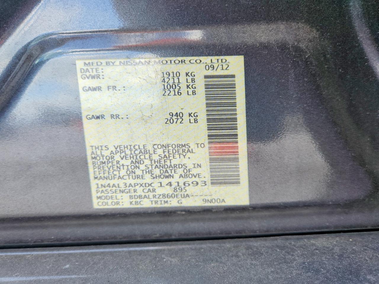 2013 Nissan Altima 2.5 Gray vin: 1N4AL3APXDC141693