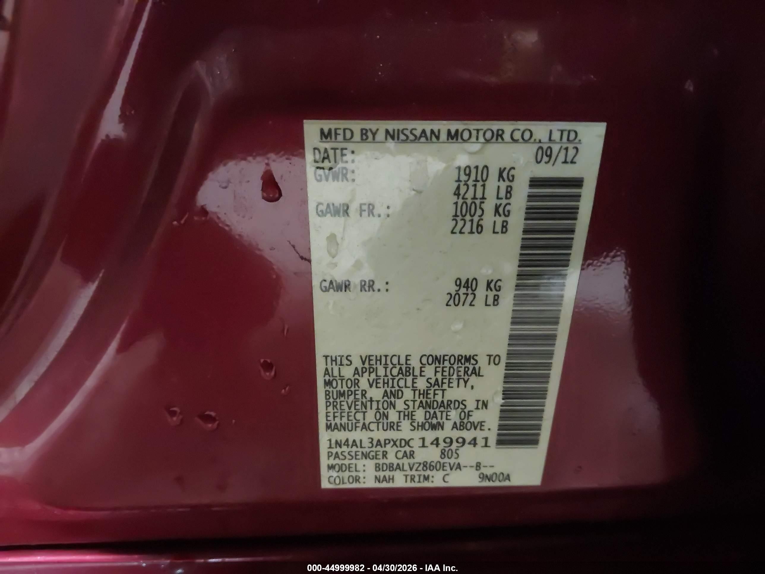 2013 Nissan Altima 2.5 Sl Красный vin: 1N4AL3APXDC149941