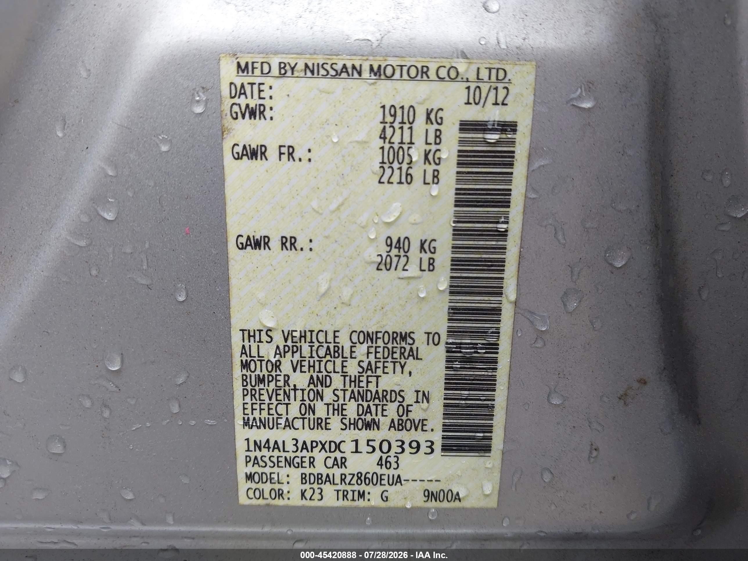 2013 Nissan Altima 2.5 S Silver vin: 1N4AL3APXDC150393