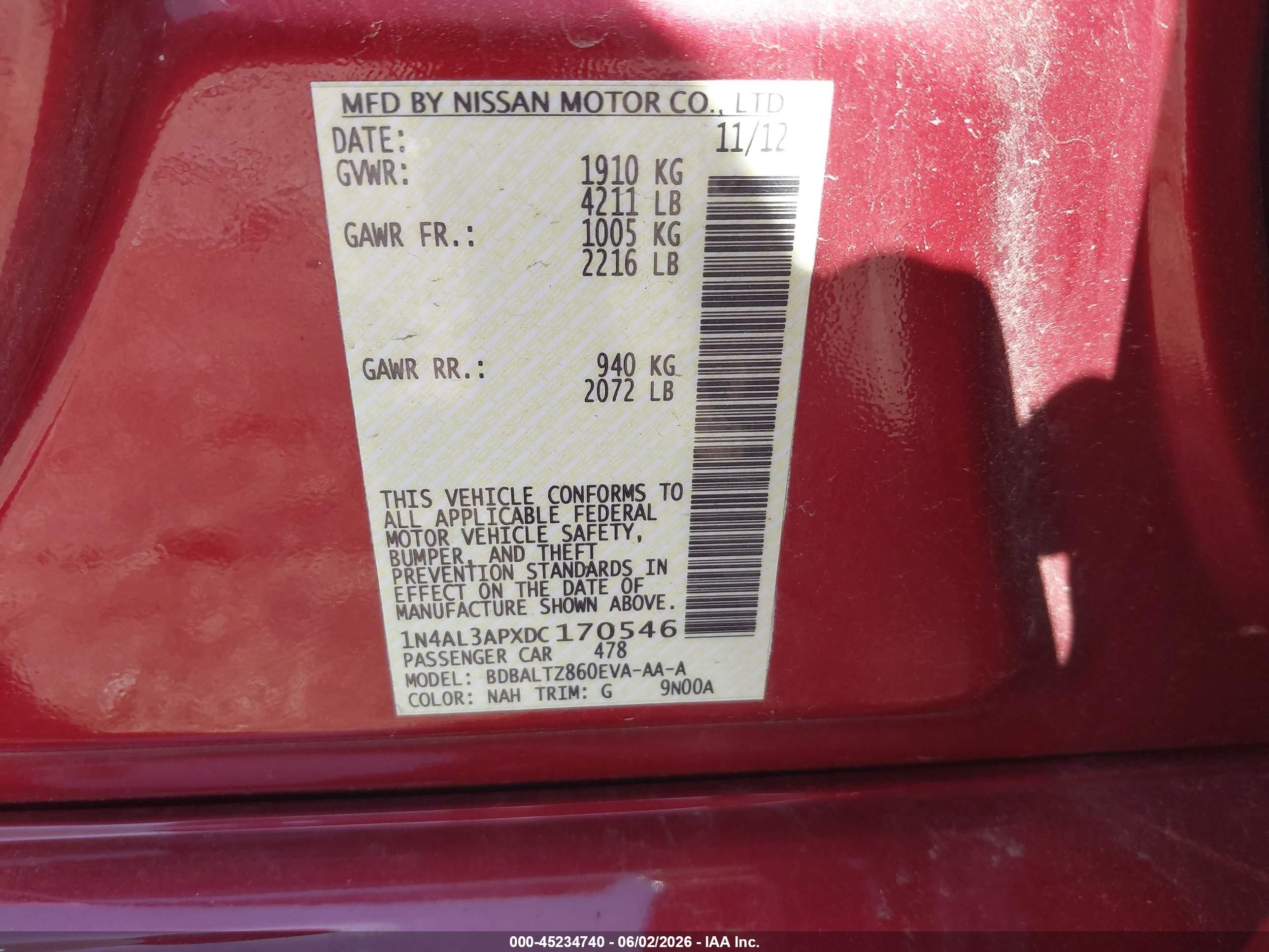 2013 Nissan Altima 2.5 Sv Red vin: 1N4AL3APXDC170546