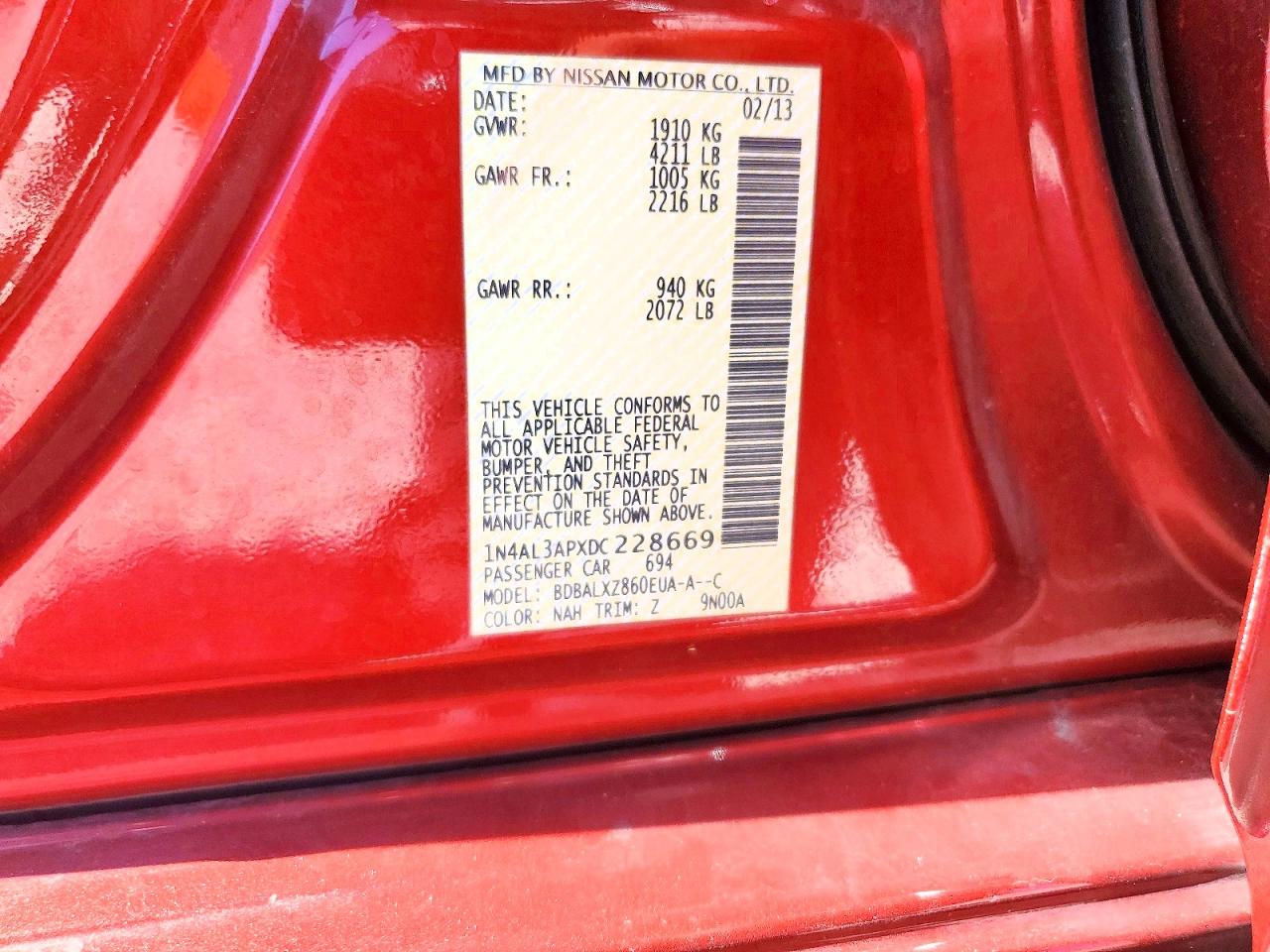 2013 Nissan Altima 2.5 Burgundy vin: 1N4AL3APXDC228669