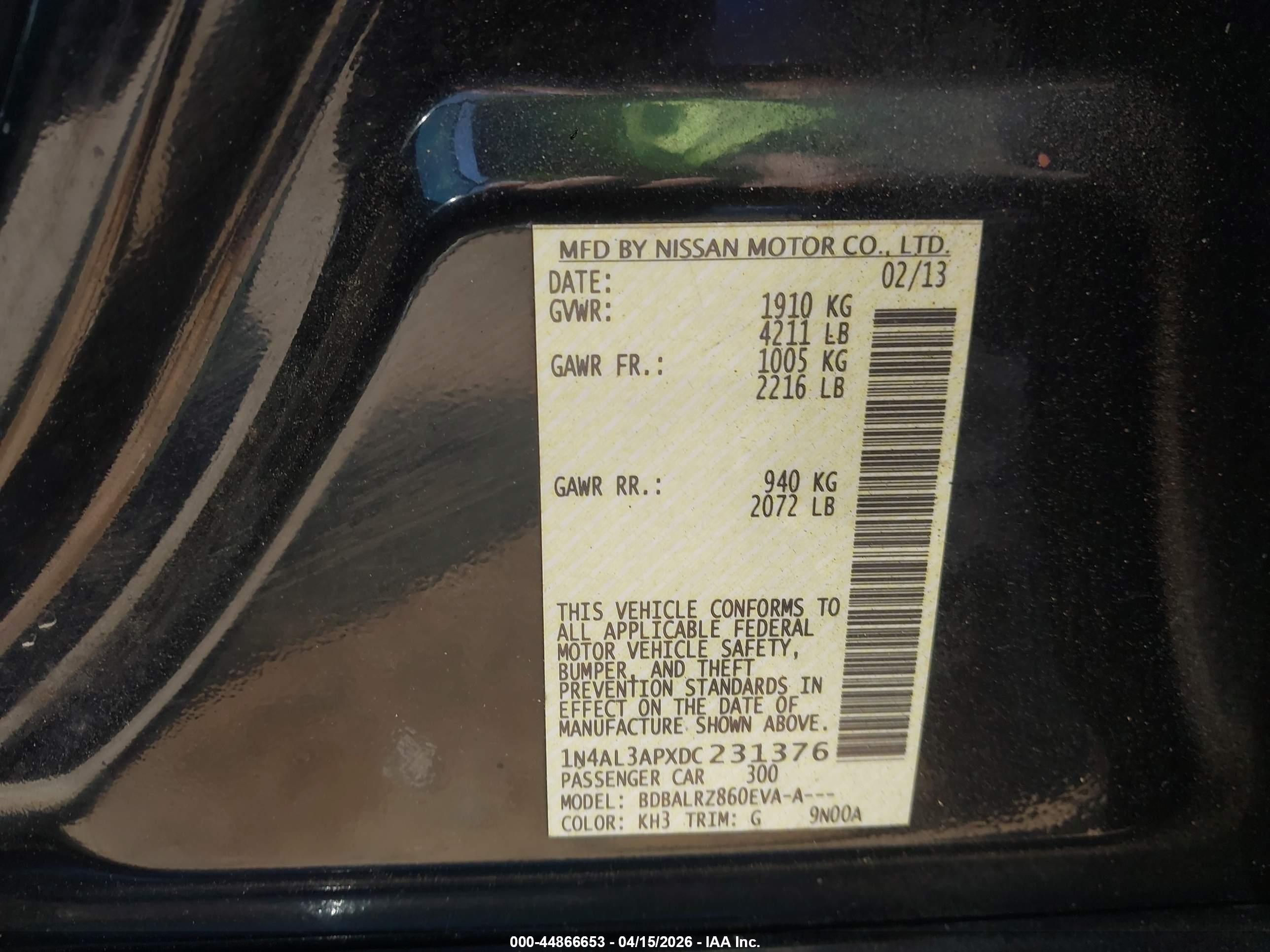2013 Nissan Altima 2.5 S Black vin: 1N4AL3APXDC231376