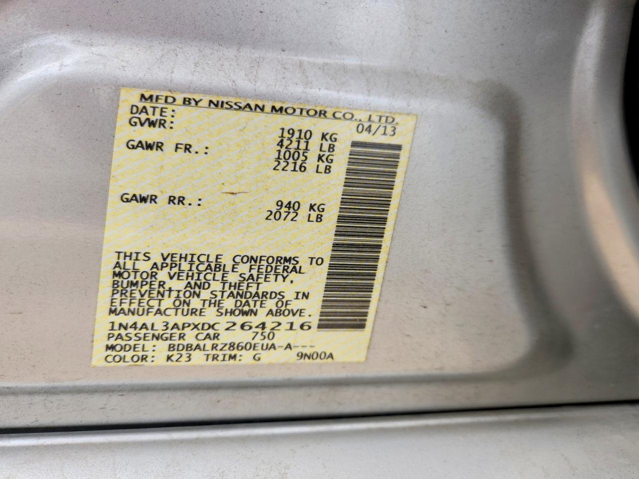 2013 Nissan Altima 2.5 Silver vin: 1N4AL3APXDC264216