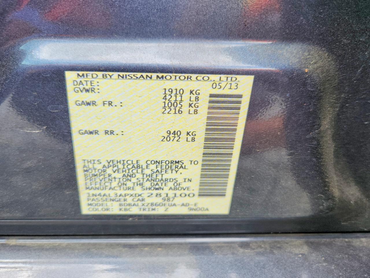 2013 Nissan Altima 2.5 Gray vin: 1N4AL3APXDC281100