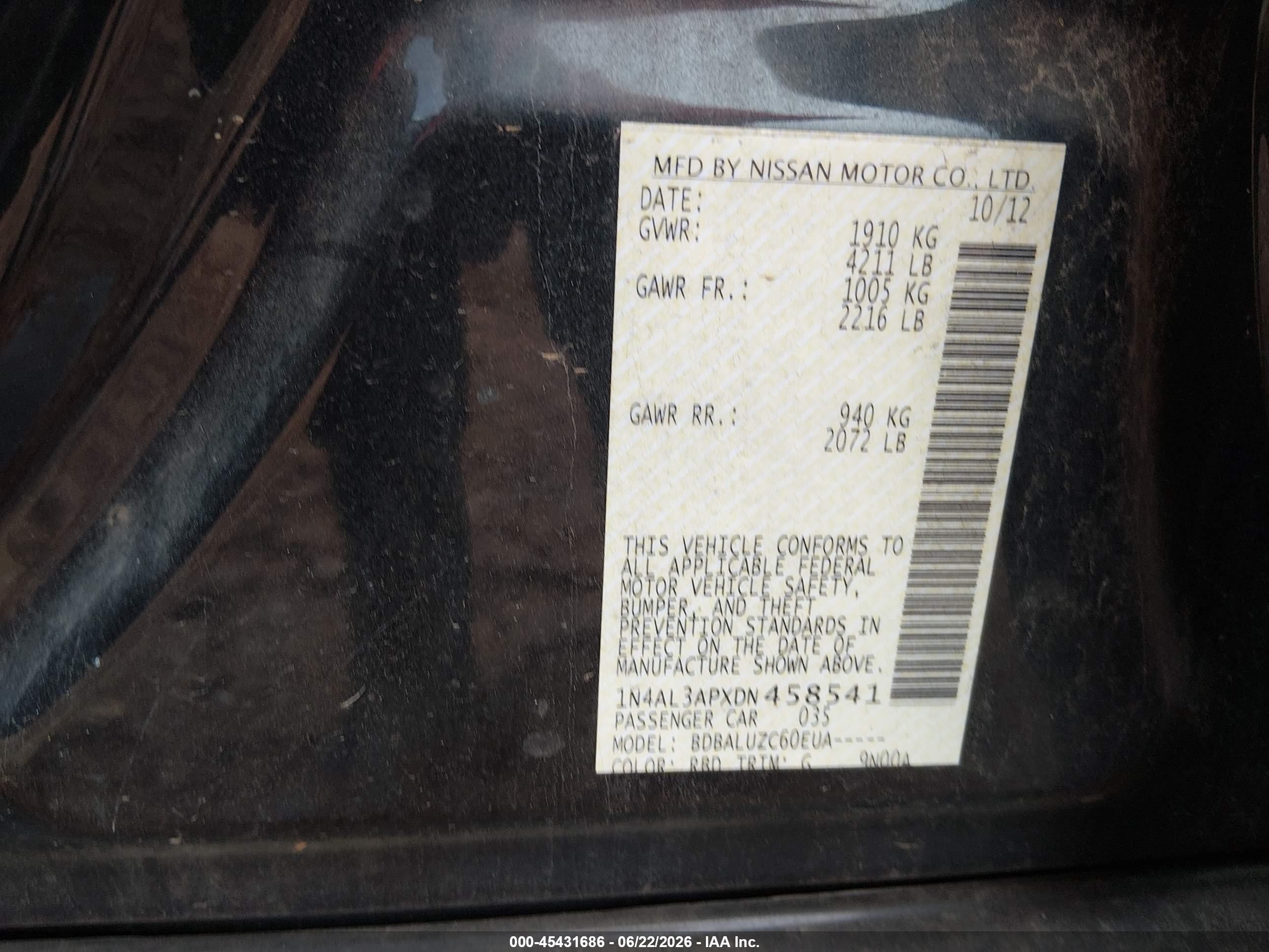 2013 Nissan Altima 2.5 Sv Gray vin: 1N4AL3APXDN458541