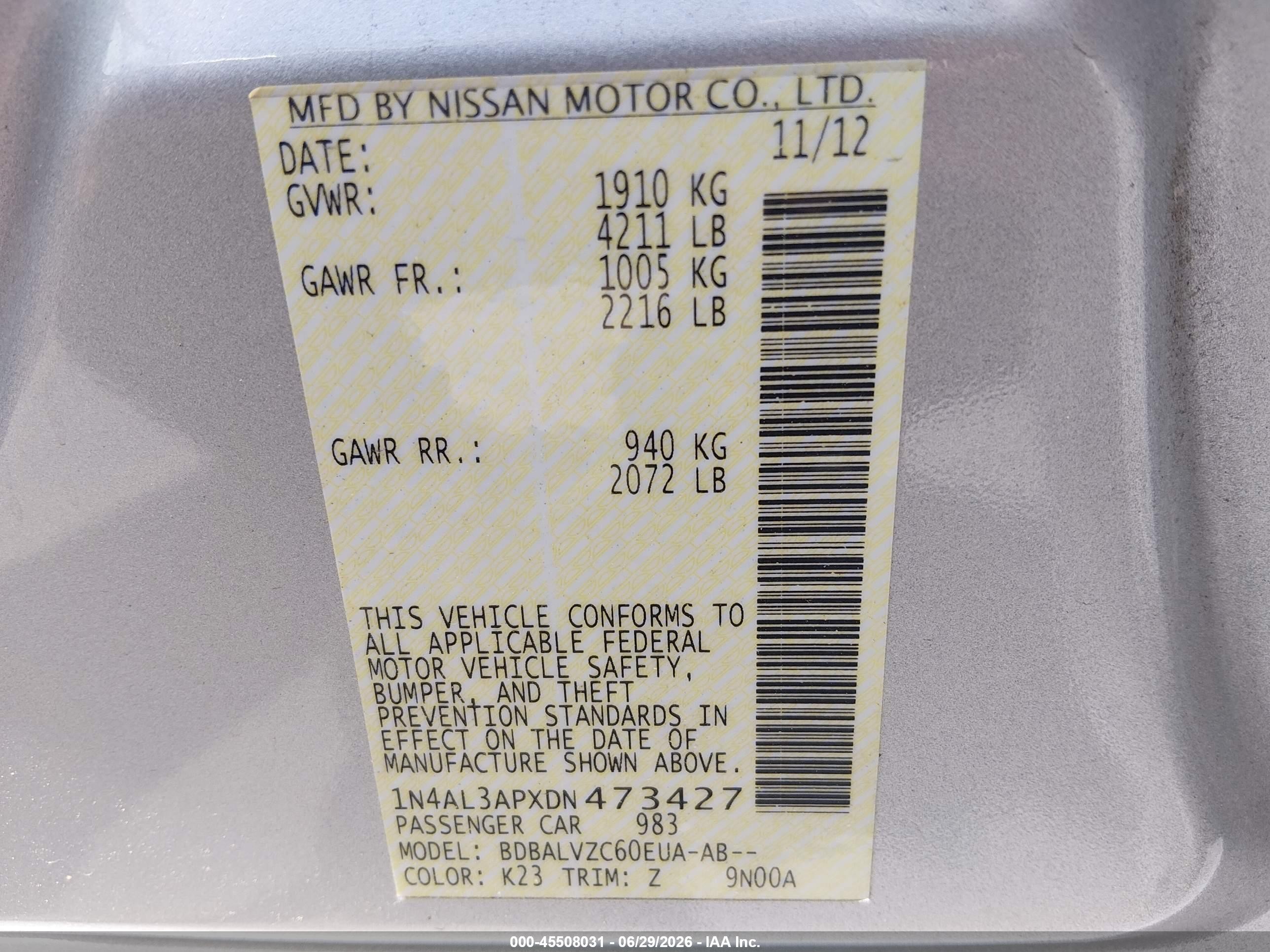 2013 Nissan Altima 2.5 Sl Silver vin: 1N4AL3APXDN473427