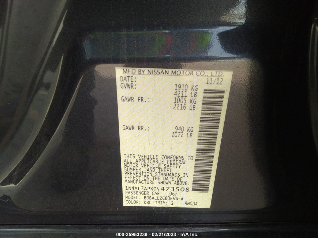 2013 Nissan Altima 2.5 Sv Gray vin: 1N4AL3APXDN473508