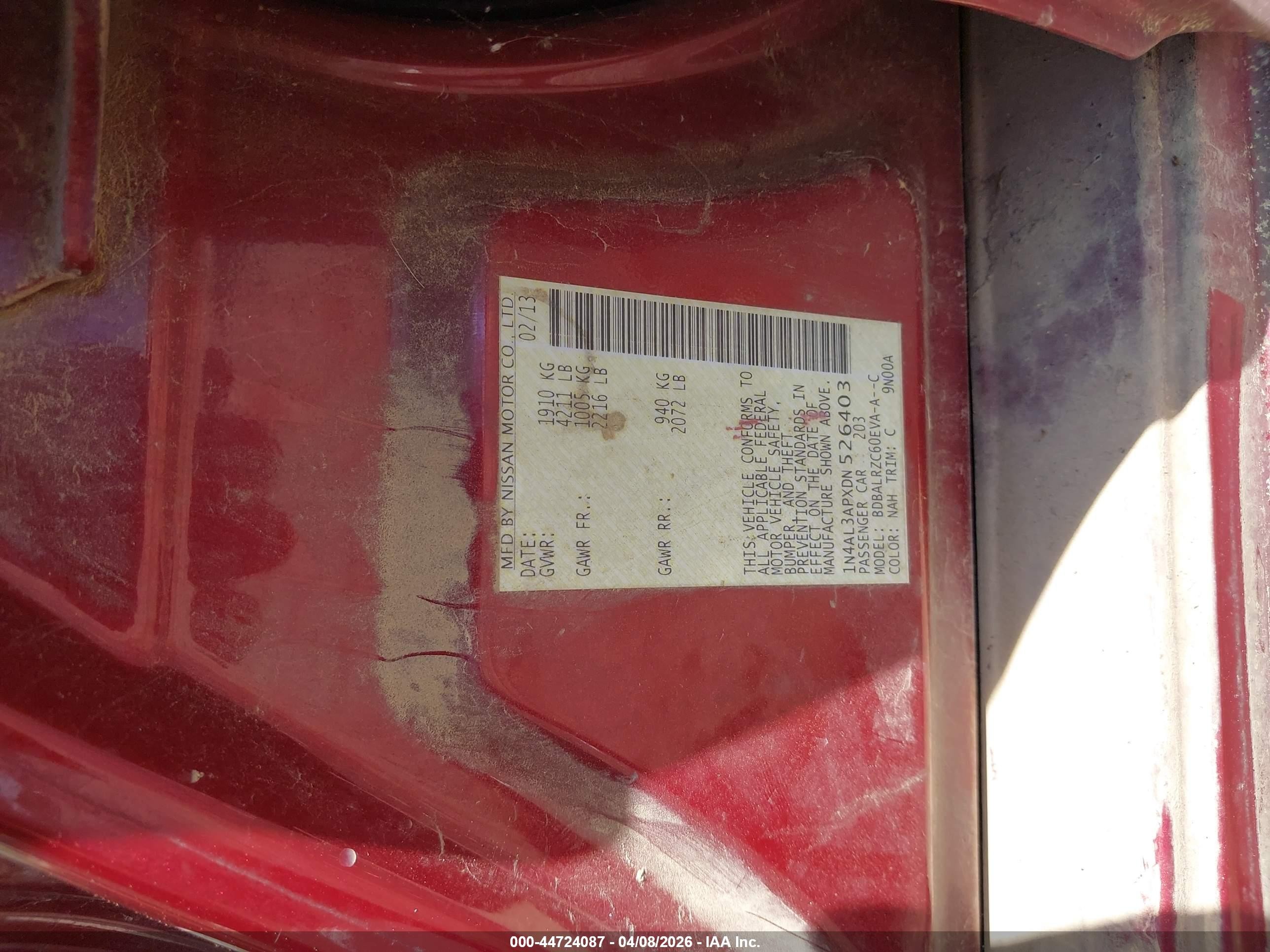 2013 Nissan Altima 2.5 S Red vin: 1N4AL3APXDN526403