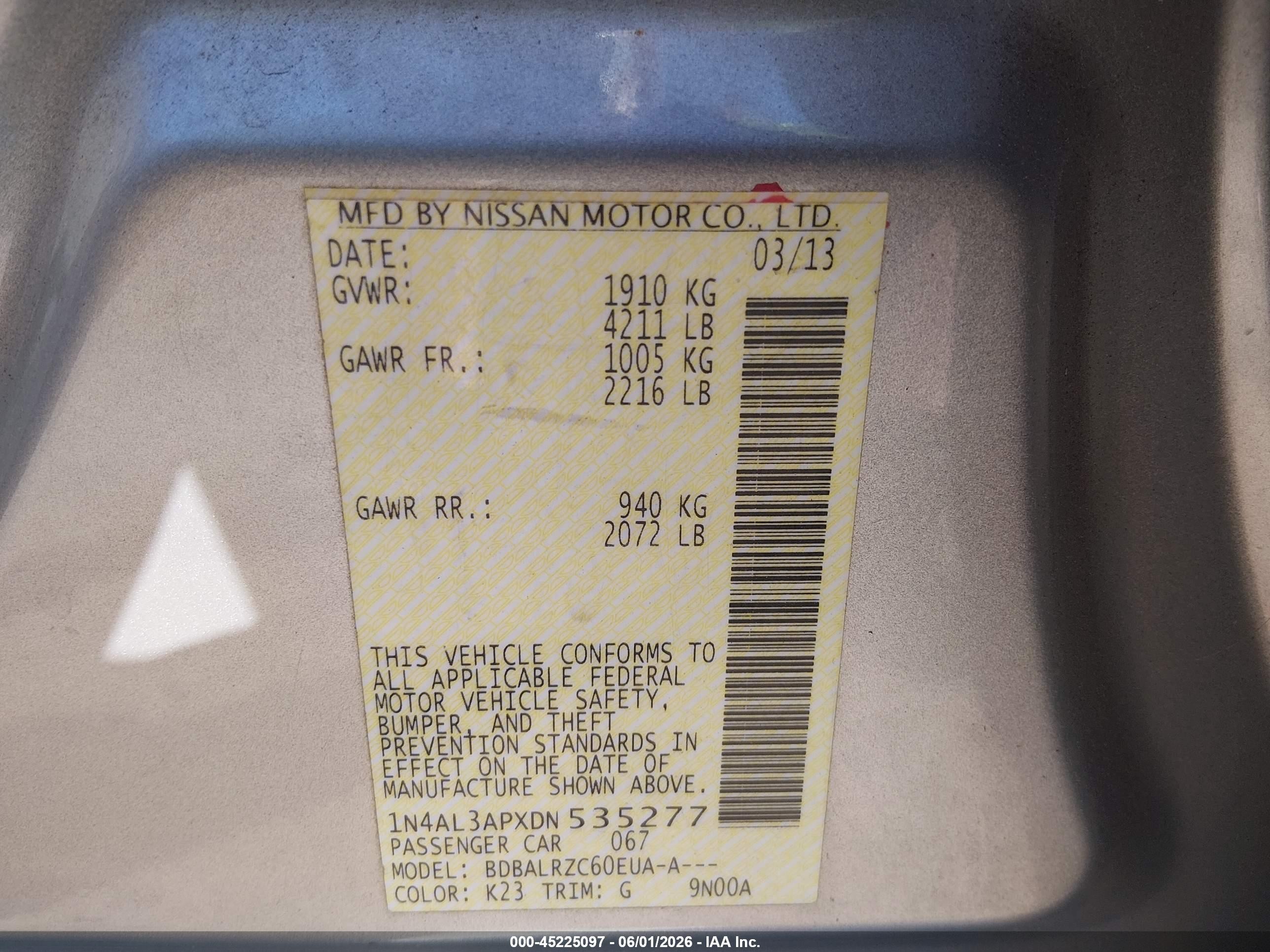 2013 Nissan Altima 2.5 S Silver vin: 1N4AL3APXDN535277