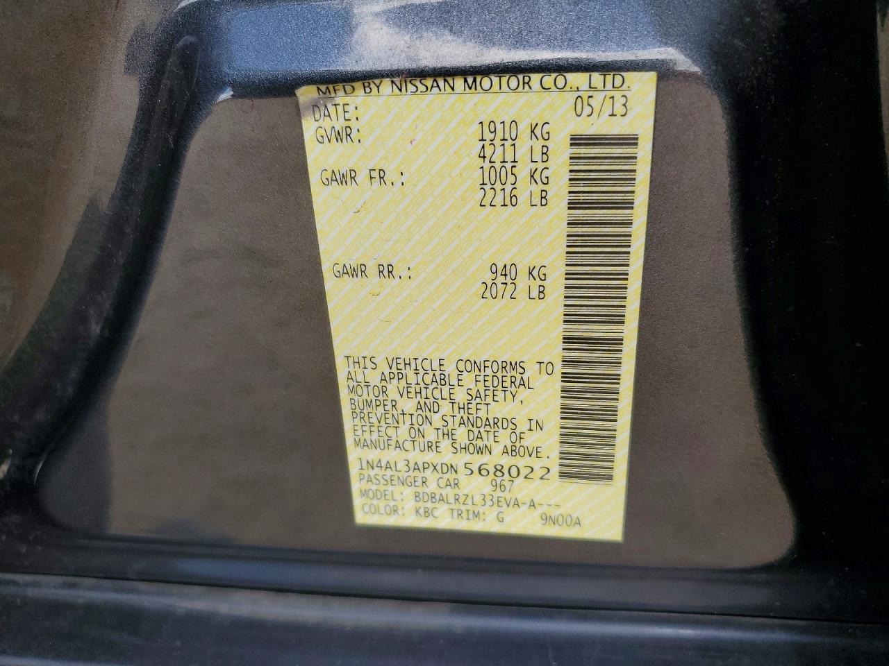 2013 Nissan Altima 2.5 Gray vin: 1N4AL3APXDN568022