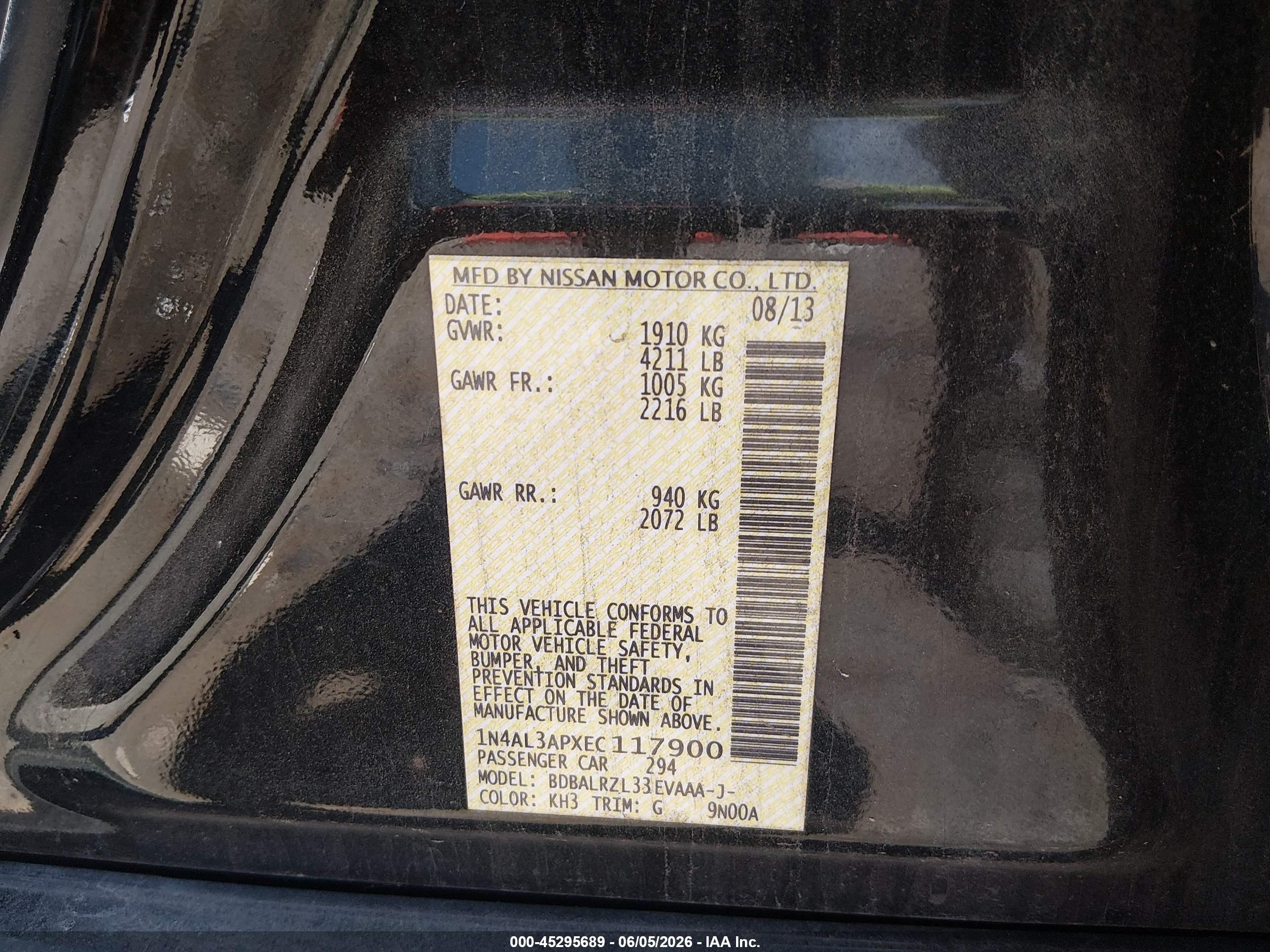 2014 Nissan Altima 2.5 S Black vin: 1N4AL3APXEC117900
