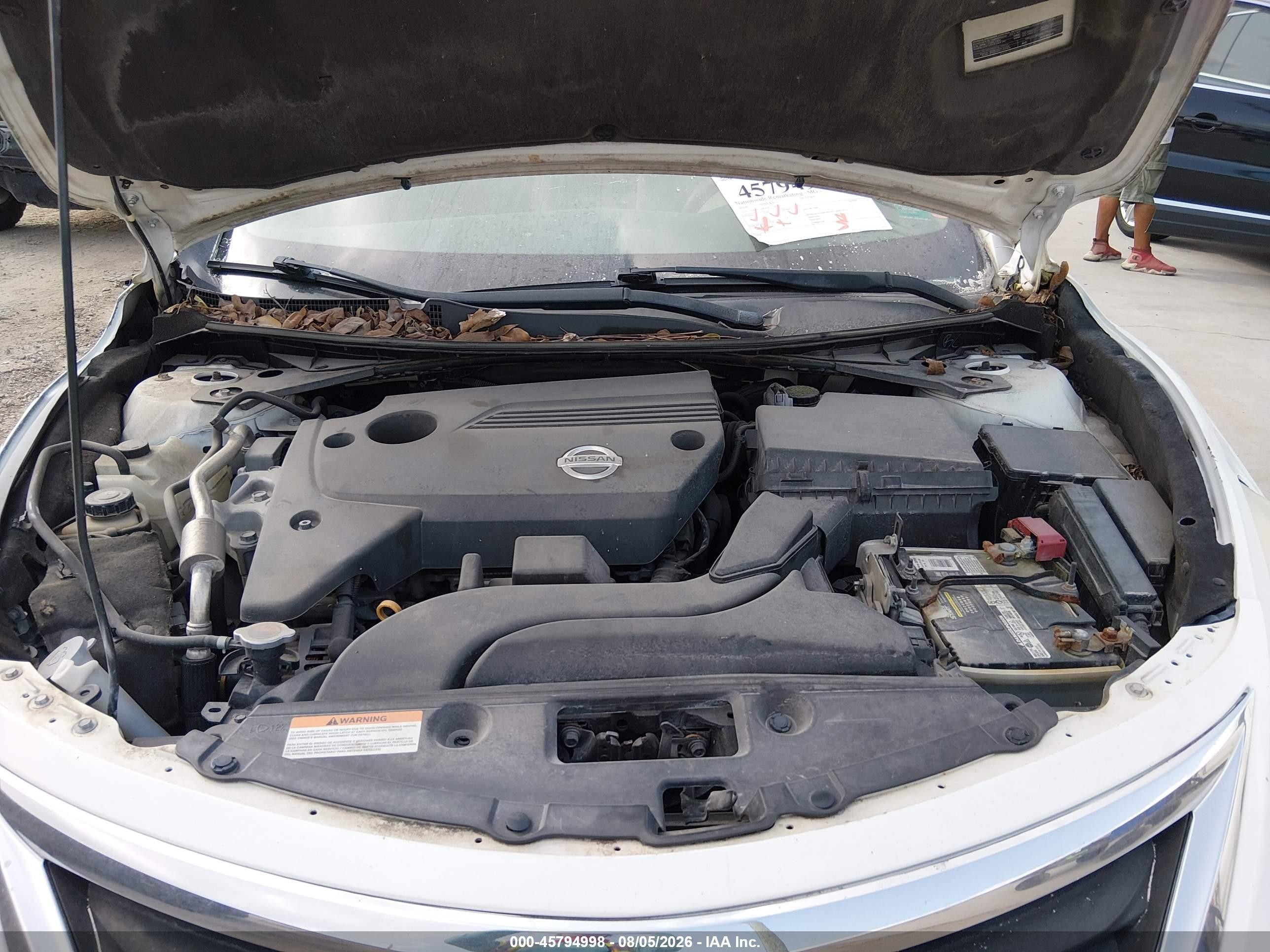 2014 Nissan Altima 2.5 S White vin: 1N4AL3APXEC125687