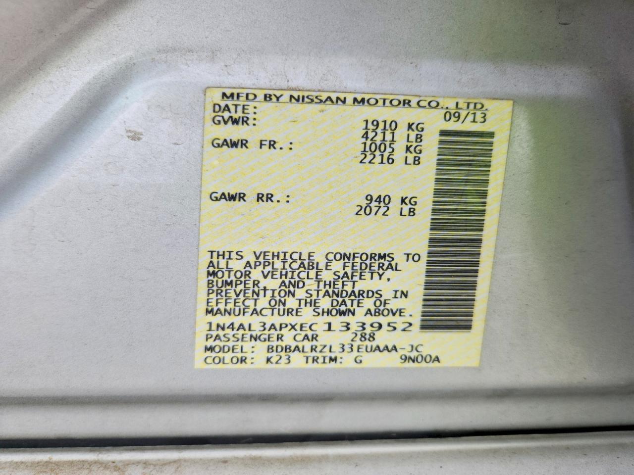 2014 Nissan Altima 2.5 S Silver vin: 1N4AL3APXEC133952