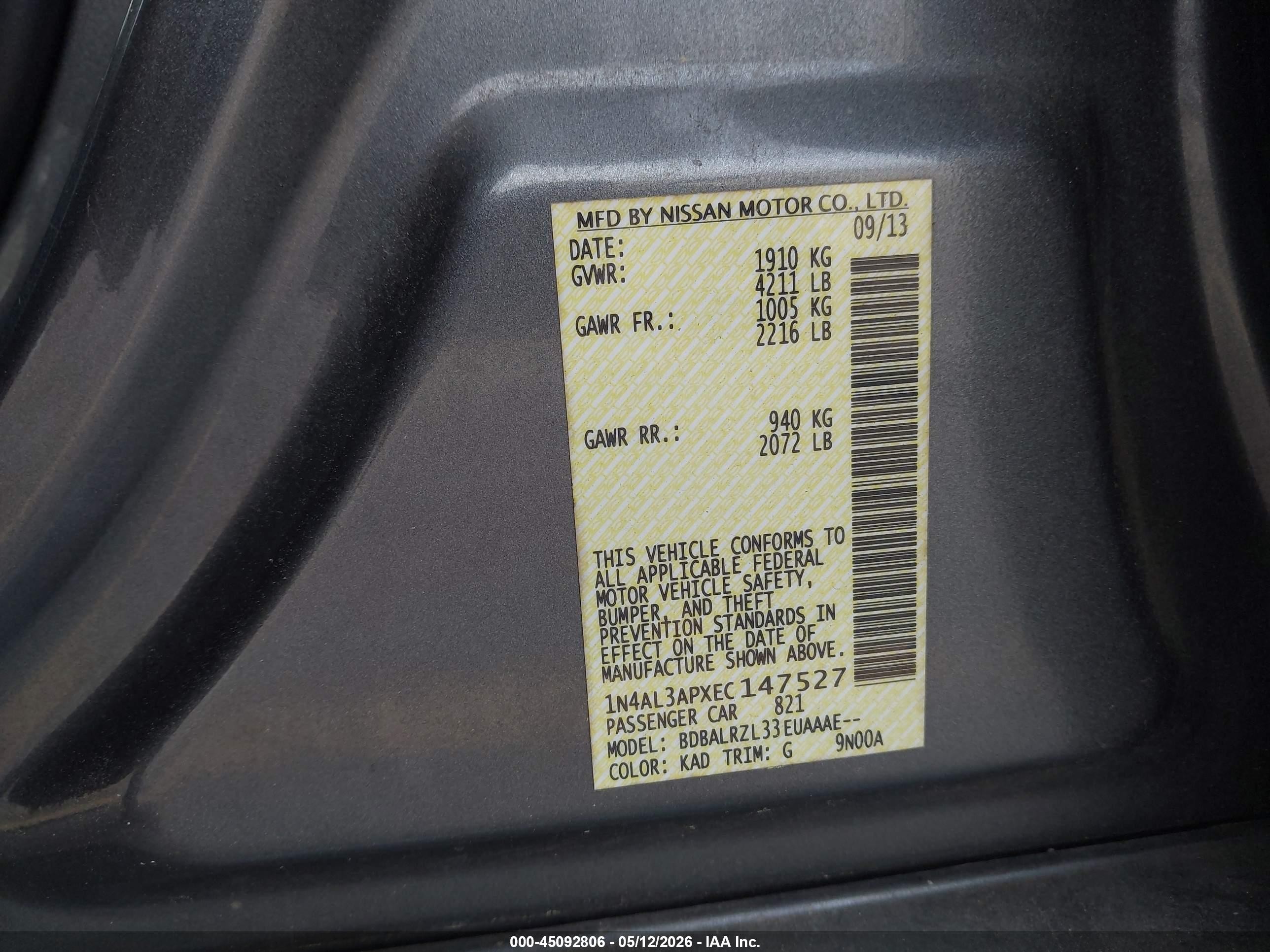 2014 Nissan Altima 2.5 S Gray vin: 1N4AL3APXEC147527