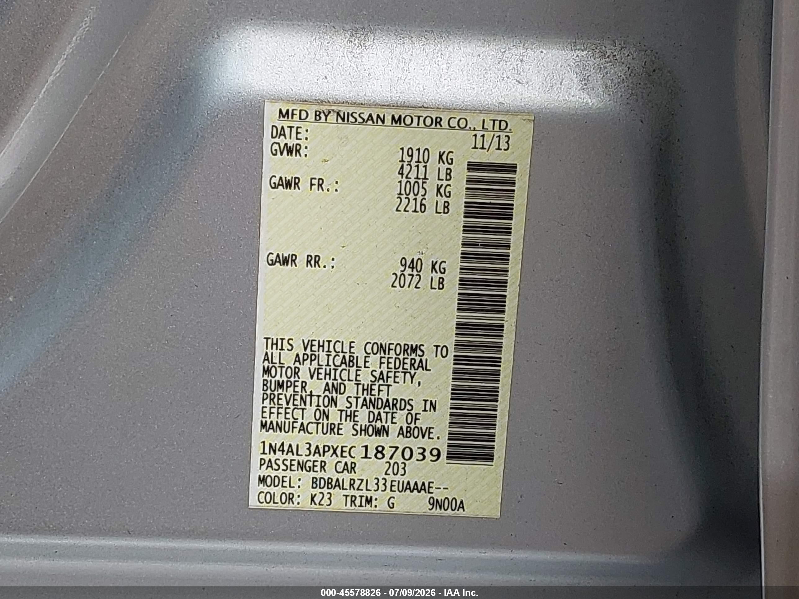 2014 Nissan Altima 2.5 S Silver vin: 1N4AL3APXEC187039