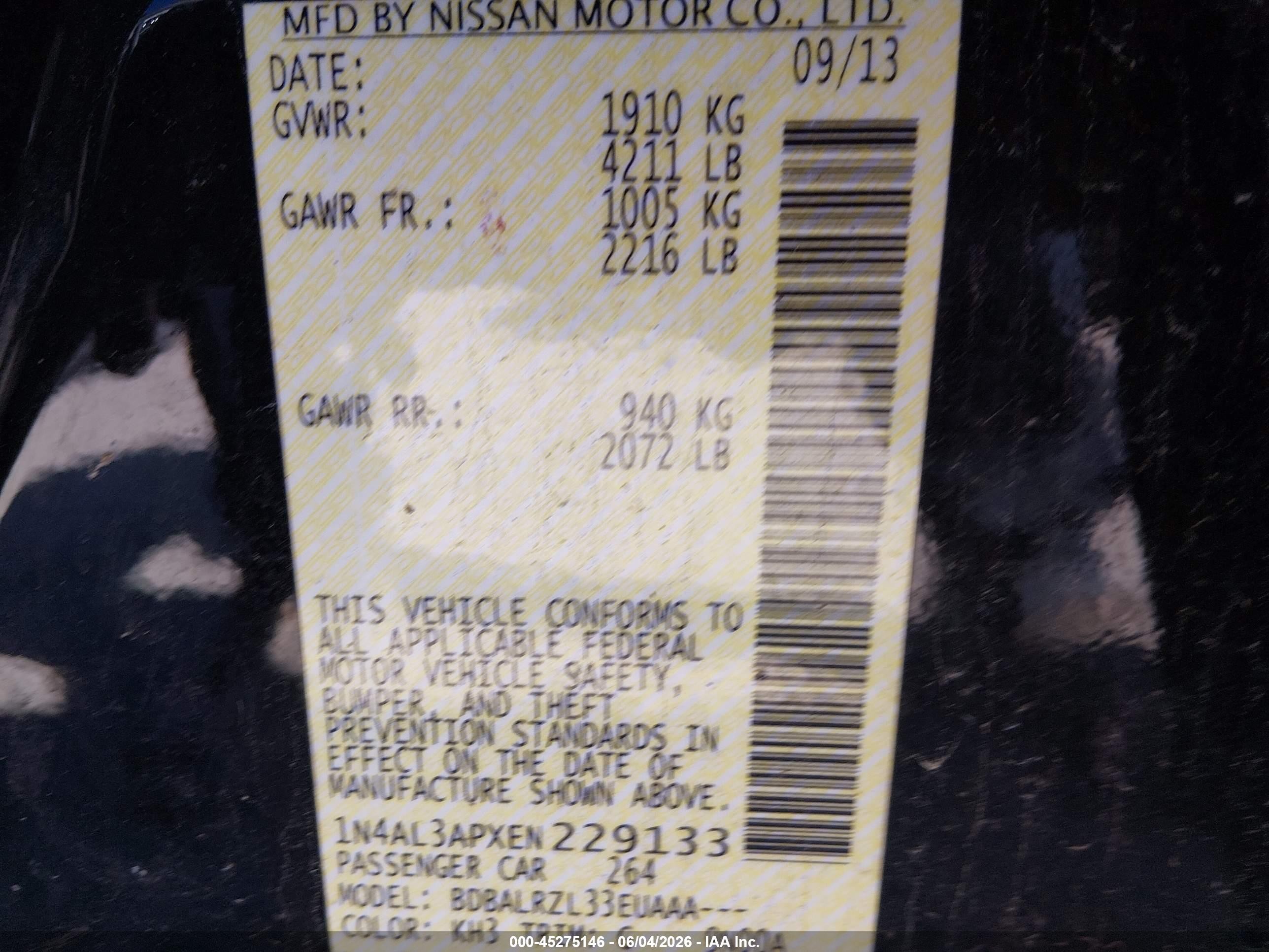 2014 Nissan Altima 2.5 S Black vin: 1N4AL3APXEN229133