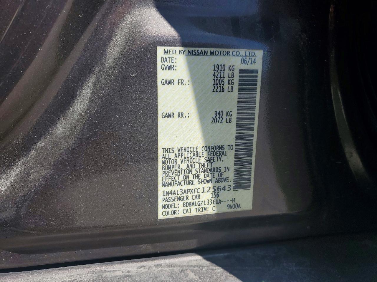 2015 Nissan Altima 2.5 S Gray vin: 1N4AL3APXFC125643