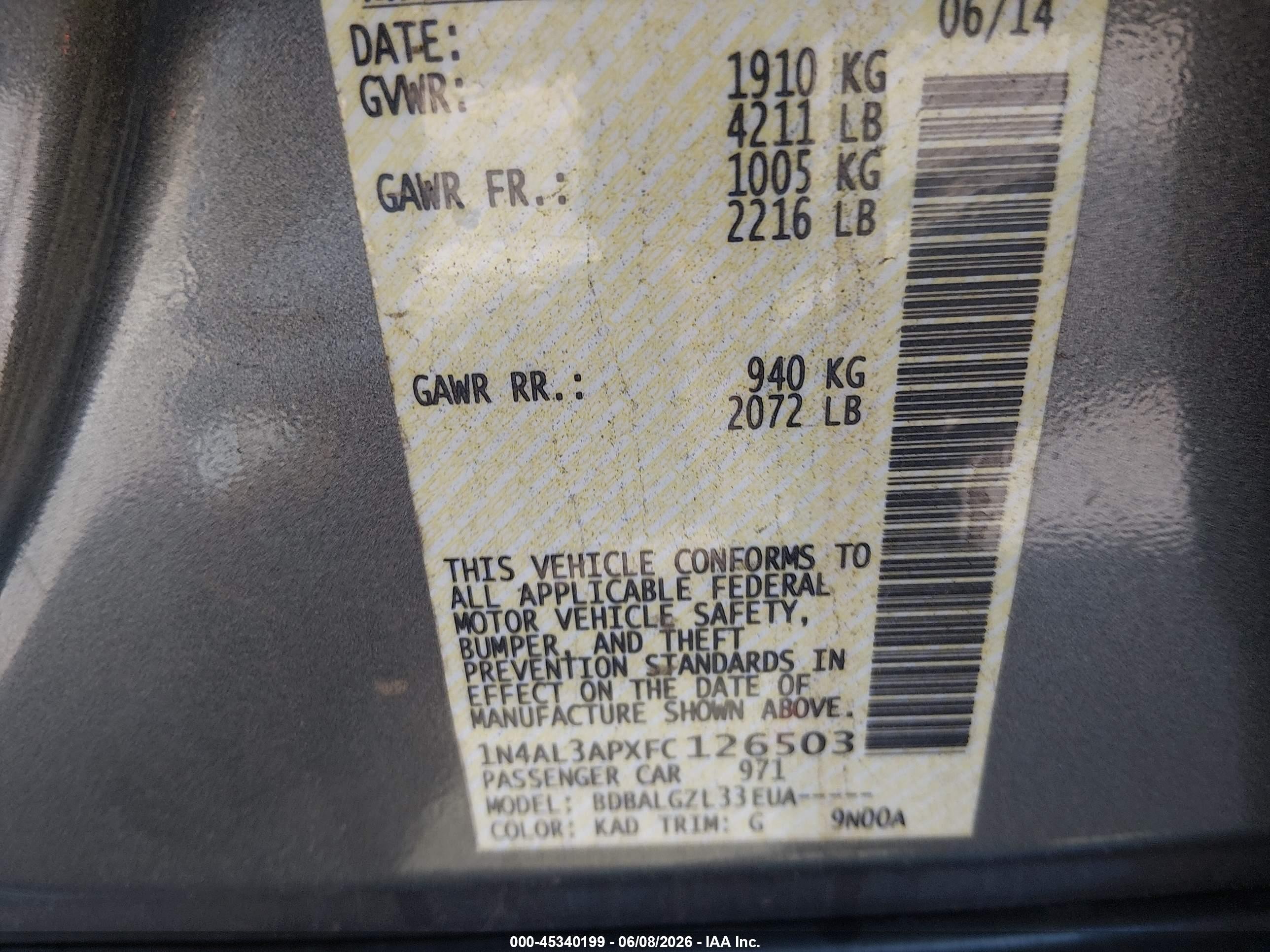 2015 Nissan Altima 2.5 S Gray vin: 1N4AL3APXFC126503