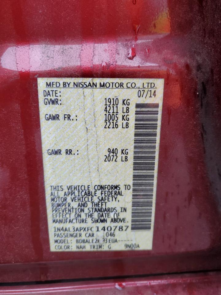 2015 Nissan Altima 2.5 Burgundy vin: 1N4AL3APXFC140787