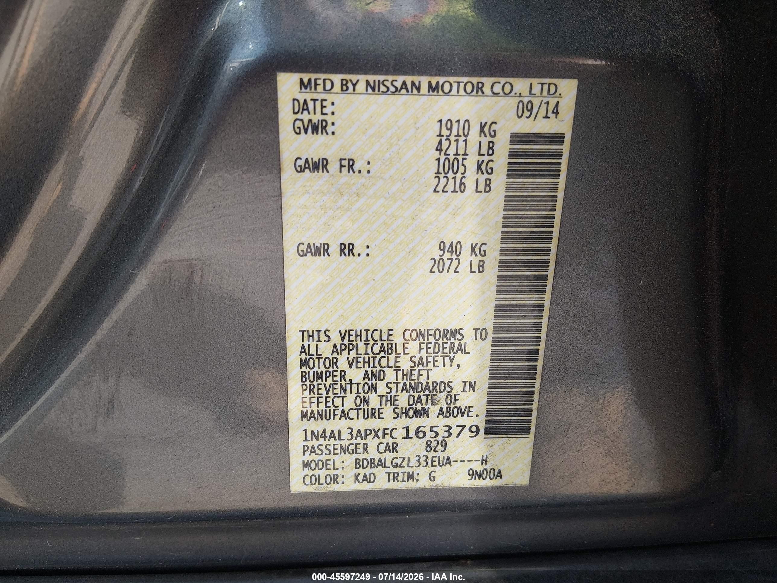 2015 Nissan Altima 2.5 S Gray vin: 1N4AL3APXFC165379