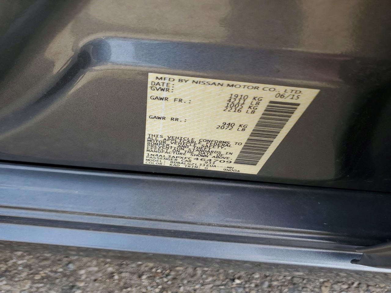 2015 Nissan Altima 2.5 S Gray vin: 1N4AL3APXFC464709